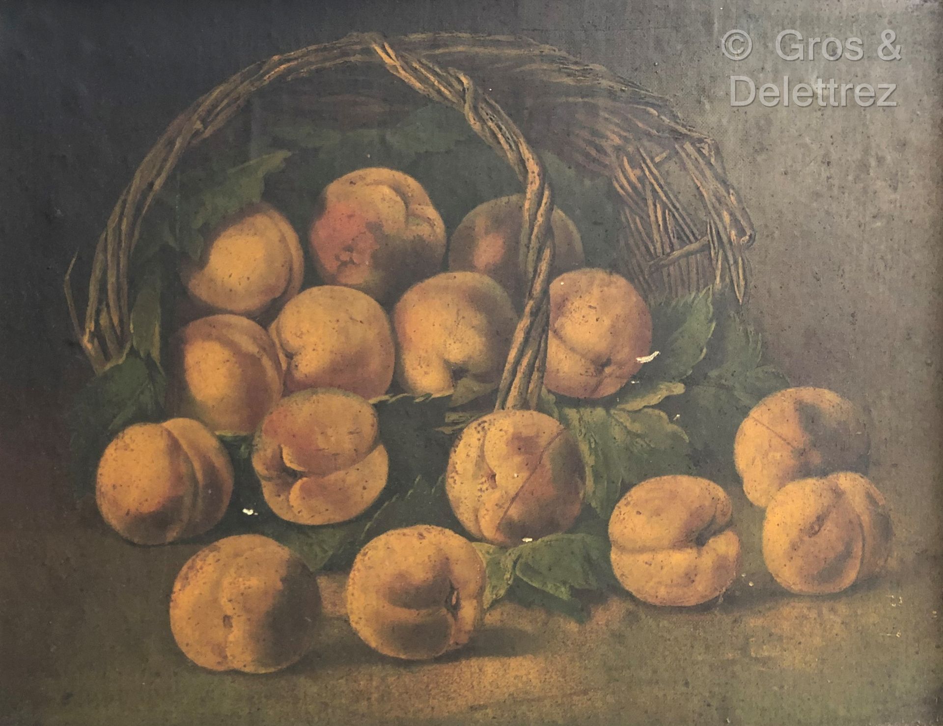 Null (SD) School of the 19th century 

Still life with a basket of peaches 

Oil&hellip;