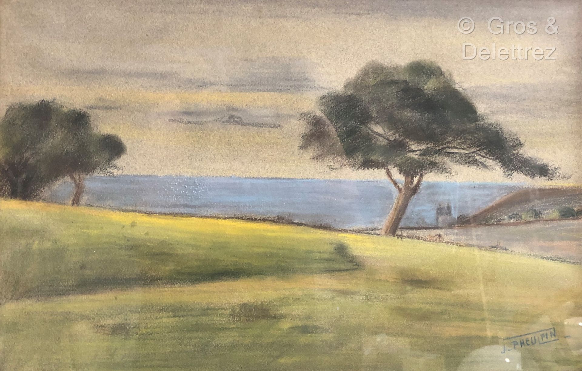 Null (SD) J. PHEULPIN (20)

海边的松树

纸上粉笔画，右下角有签名

32 x 48 厘米