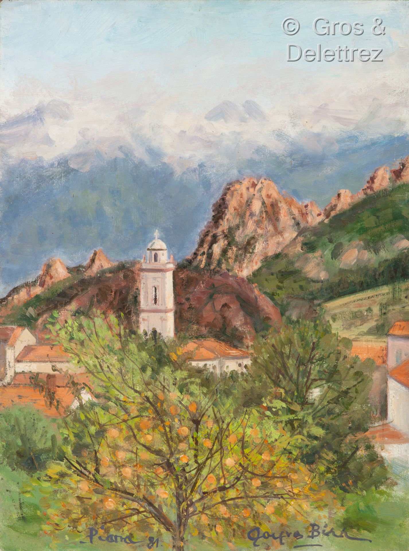 Null (SD) 雅克-贝尔(1920-2012)

皮亚纳的科西嘉景观，1981年

布面油画