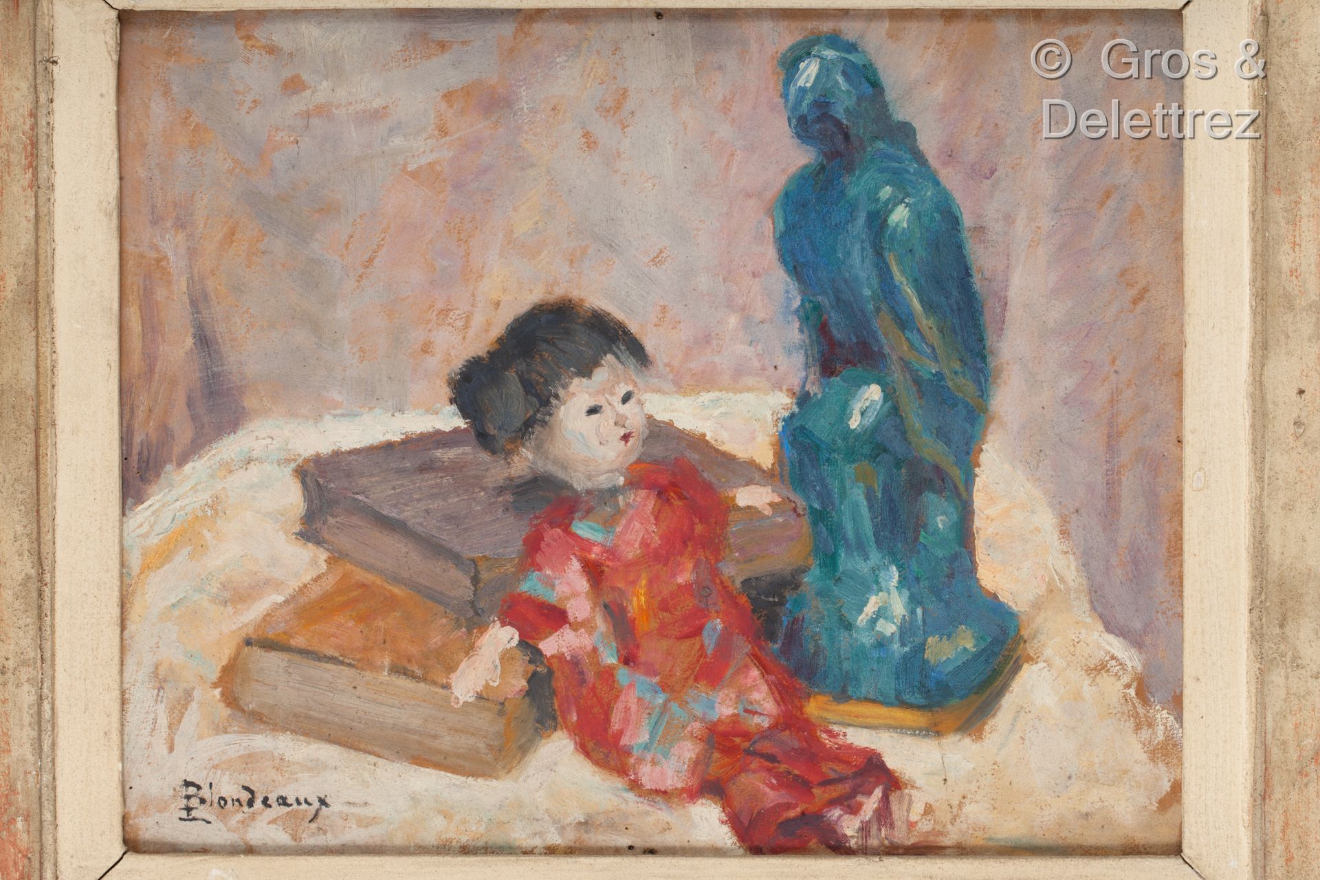 Null (E) Léon Hector BLONDEAUX (20世纪)

日本人偶

纸板上的油画，左下角有签名 

33 x 41厘米