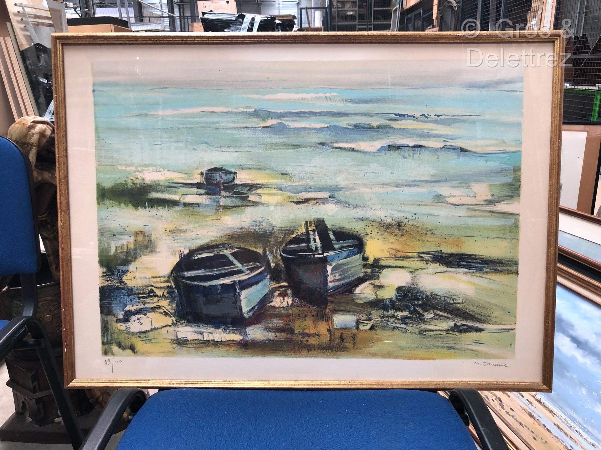 Null (SD) Michel JOUENNE (born in 1933)

Boats at low tide

Lithograph in color &hellip;