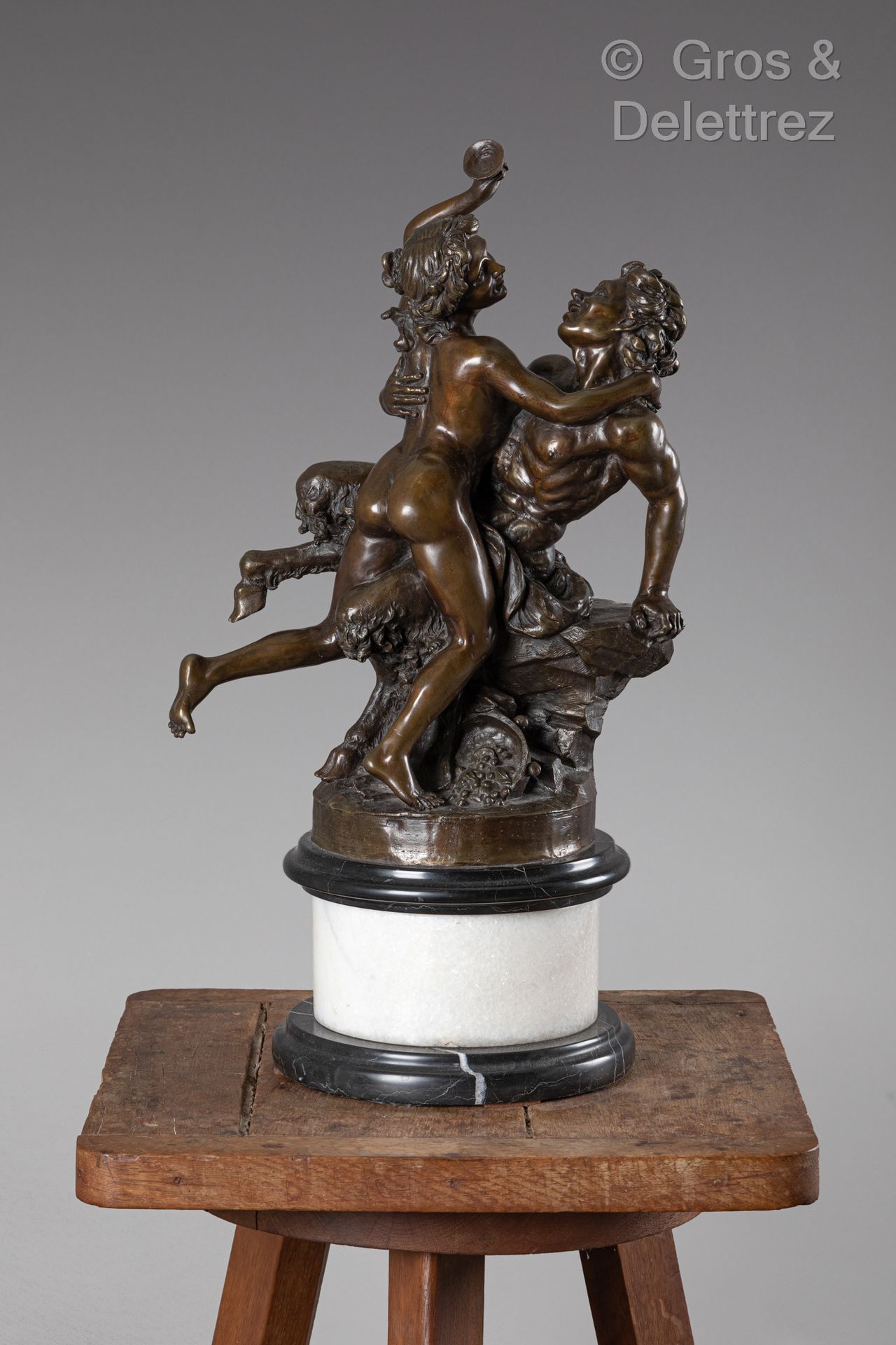 D’après CLODION Satyr sitting on a rock embracing a bacchante

Bronze with brown&hellip;