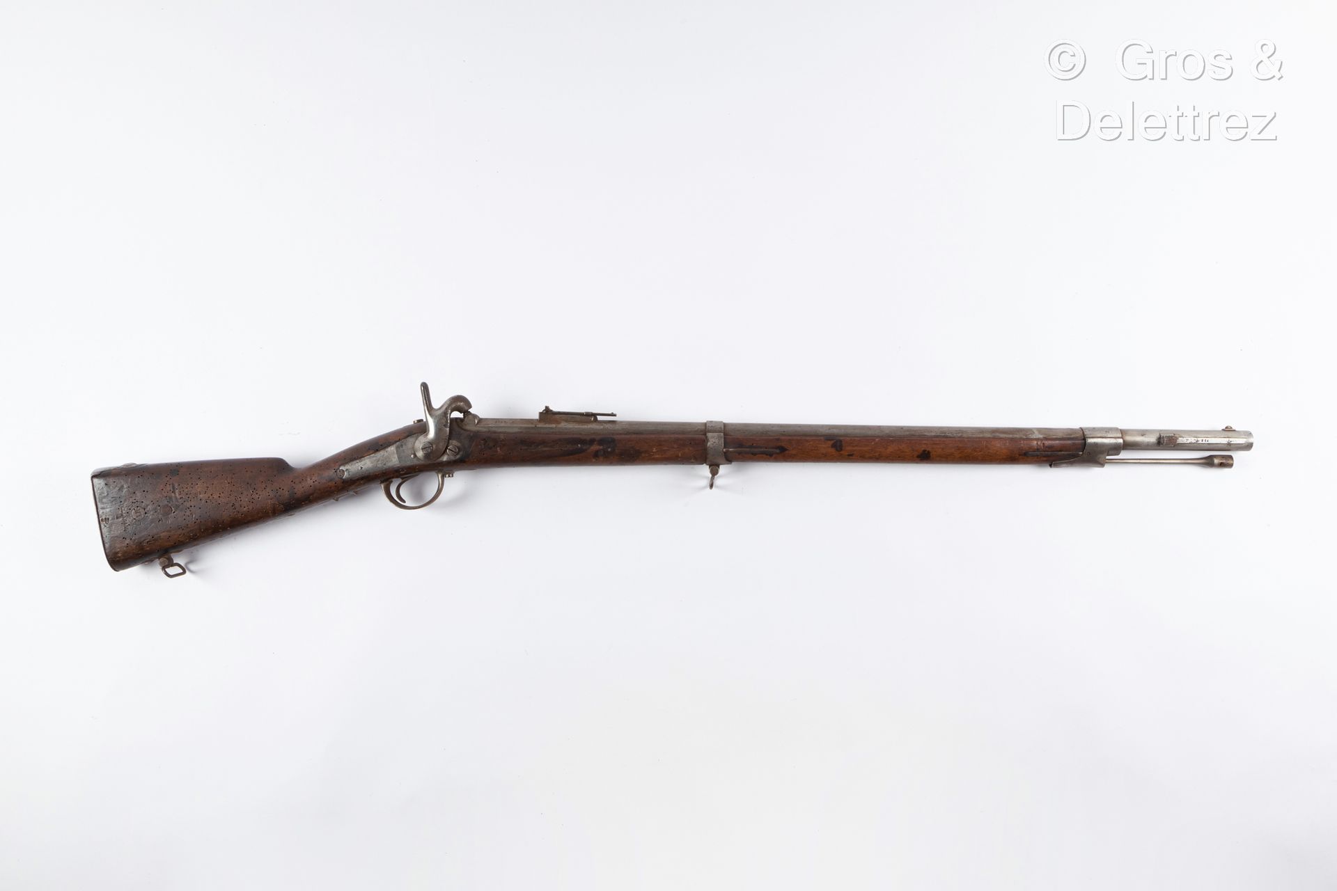 Null 步兵步枪，打击乐器型号为1846，枪管日期为1848年；图勒制造的锁。(存货有凹痕；有潮湿的痕迹）。