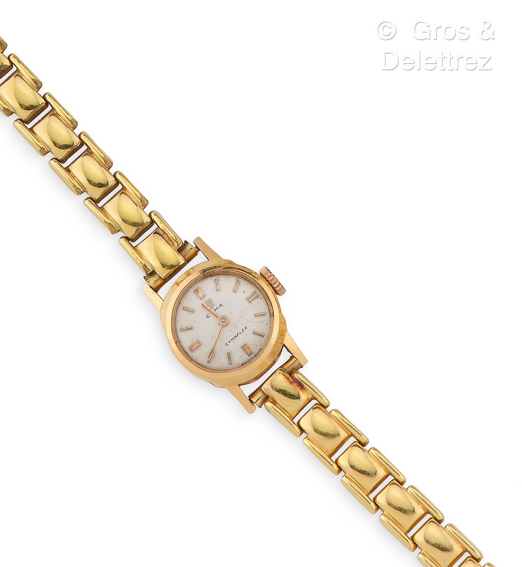 CYMA Lady's watch bracelet, round case in yellow gold. Mechanical movement. Flex&hellip;