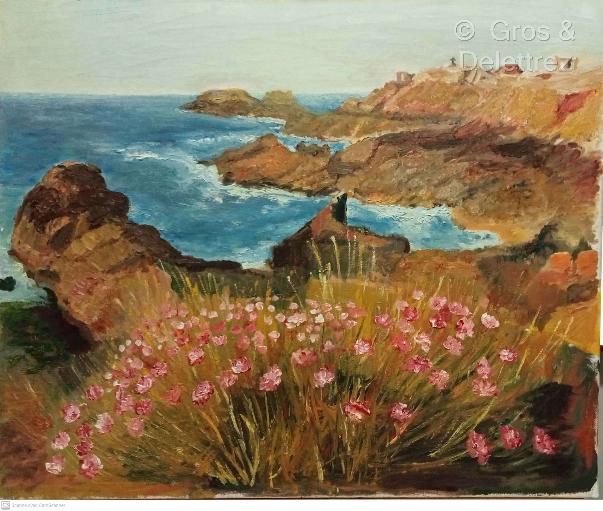 Null (E) Escuela moderna

Costa rocosa con flores rosas

Óleo sobre lienzo

46 x&hellip;