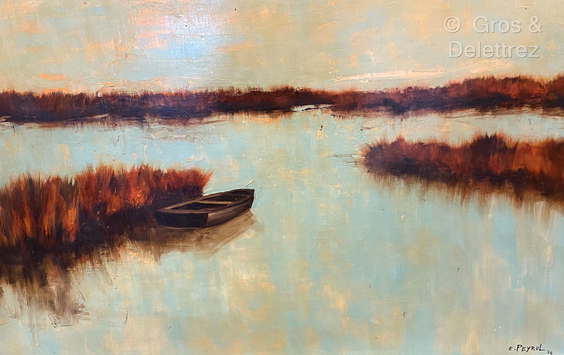 Null (E) Eric PEYROL (20岁)

湖上的船只

布面油画，右下角有签名和日期（19）74，背面有会签

61 x 92 cm

在一个毛刺&hellip;