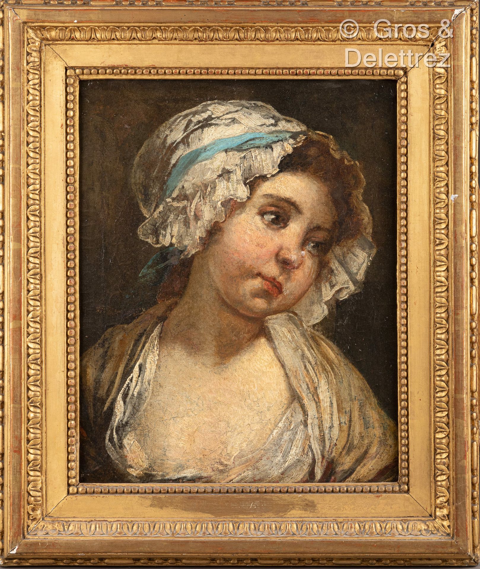 Null (E) Follower of Jean-Baptiste GREUZE 

Young girl with a bonnet

Oil on can&hellip;