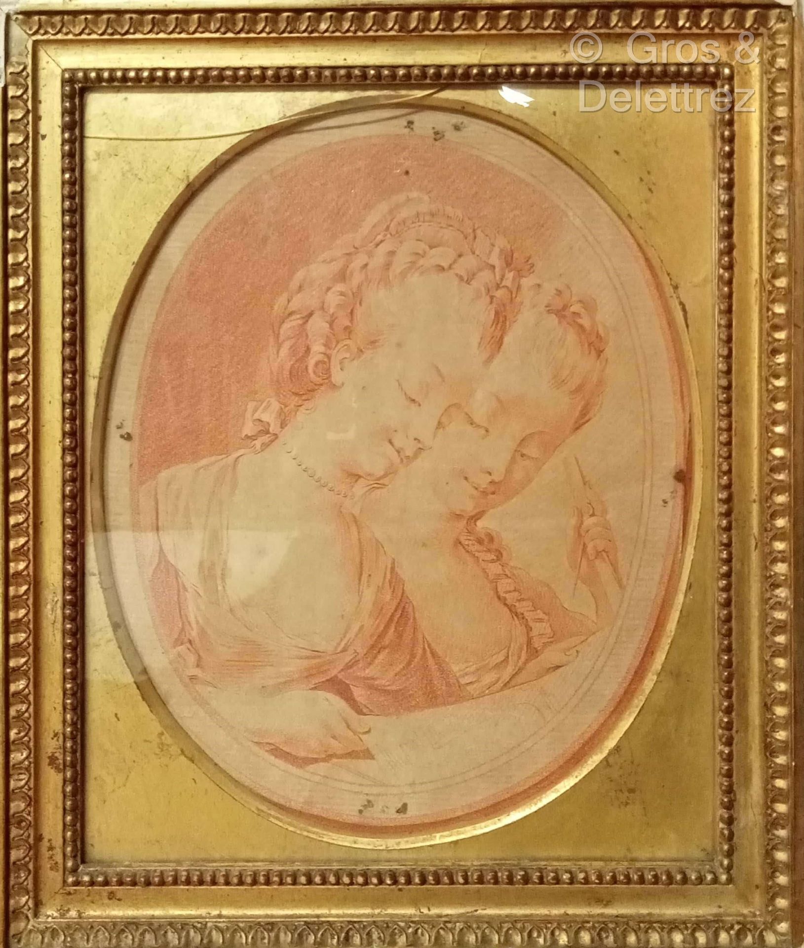 Null (E) 18世纪的学校

读书会上的优雅人士

忧郁风格的椭圆蚀刻画

28 x 23 cm

镶有珍珠的镀金木框（小事故）。