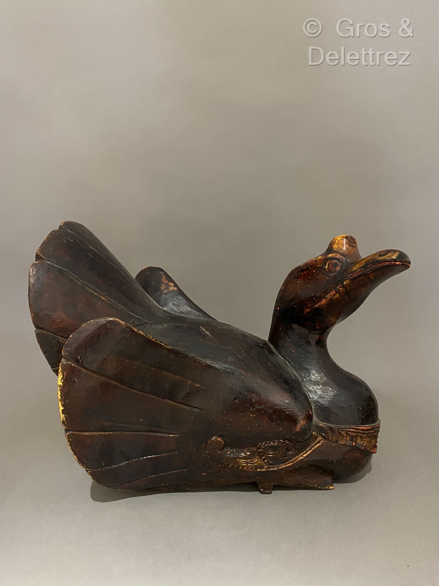 Null (E) 南亚-164-图画艺术。雕刻和上漆的木质主题，代表一只鸭子。

高度：25.5厘米25.5厘米 - 长度：33厘米