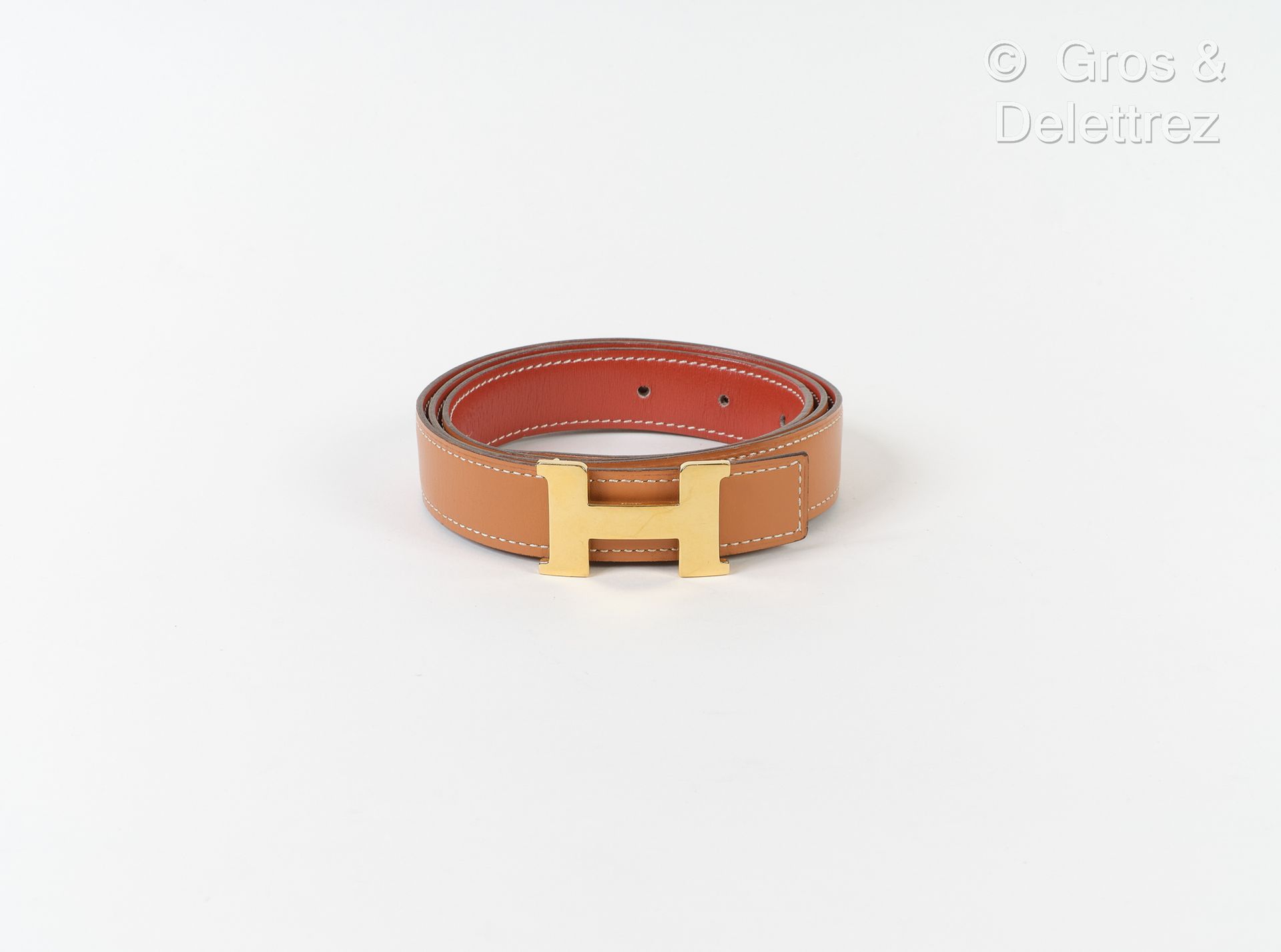 Null HERMES Paris made in France - 24mm reversible belt, one side in smooth gold&hellip;