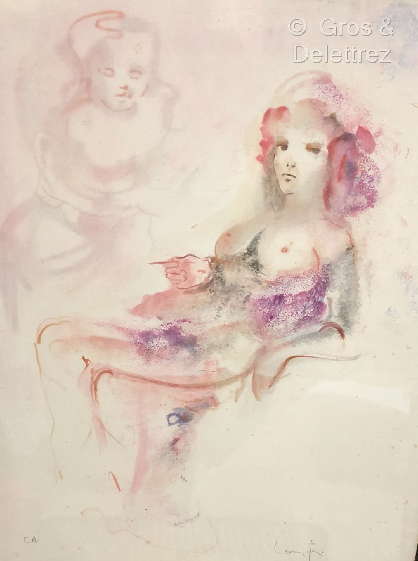 Null (E) Leonor FINI (1907-1996) 

Young woman sitting 

Lithograph in colors 

&hellip;
