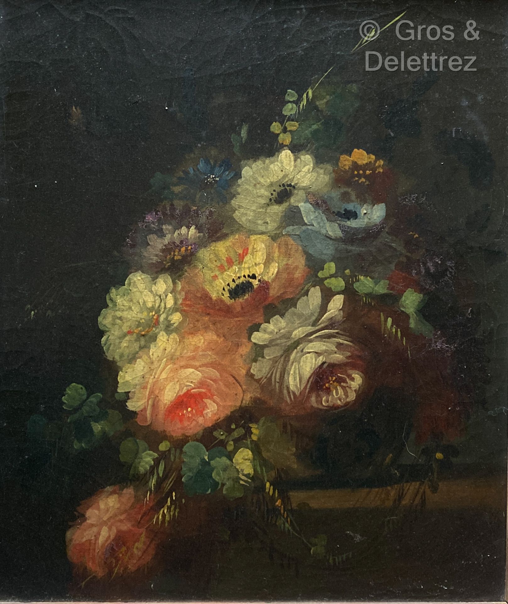 Null (E) School of the 19th century 

Bunch of flowers

Pair of oil on canvas

3&hellip;