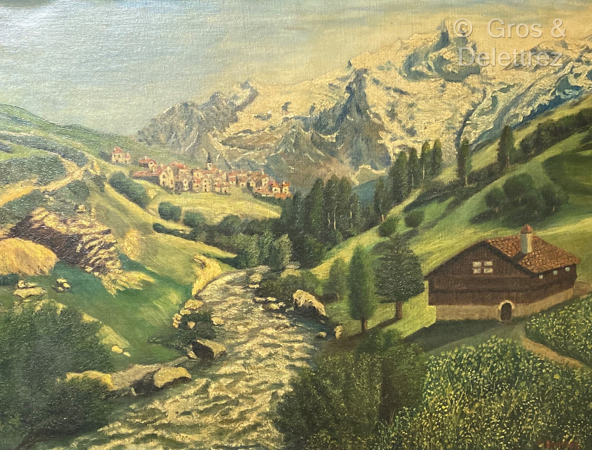 Null (E) H. SAUVAGE (20. Jh.)

Landschaft in den Bergen

Öl auf Leinwand, unten &hellip;