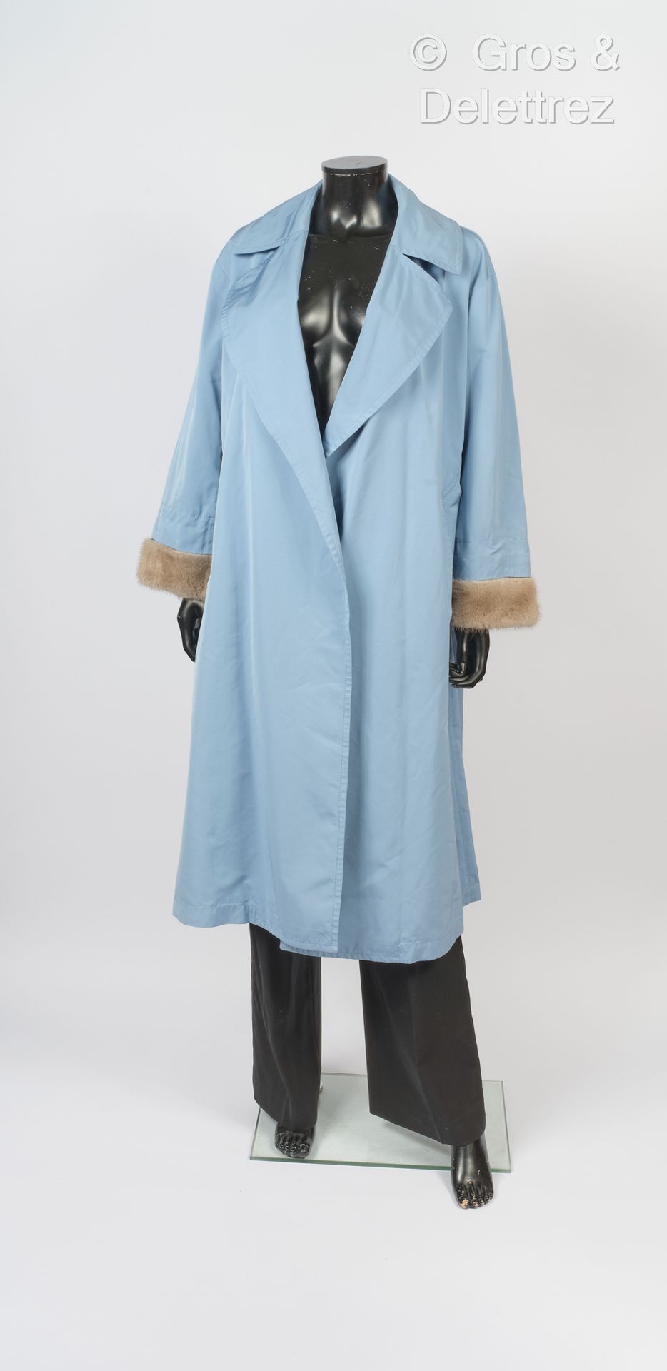 MAX MARA The Cube Sky blue oversized flared trench coat, notched shawl collar, l&hellip;