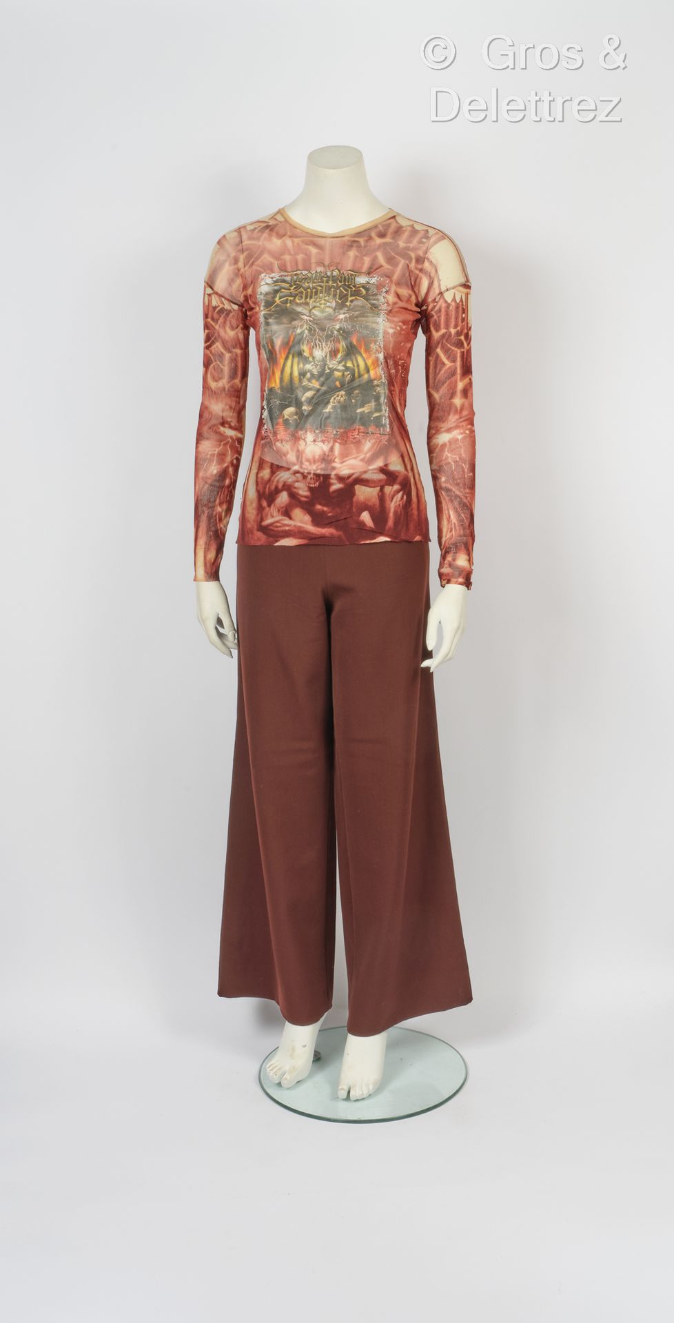 Jean Paul GAULTIER Femme, Maille Tailleur pantalon en crêpe aubergine, composé d&hellip;