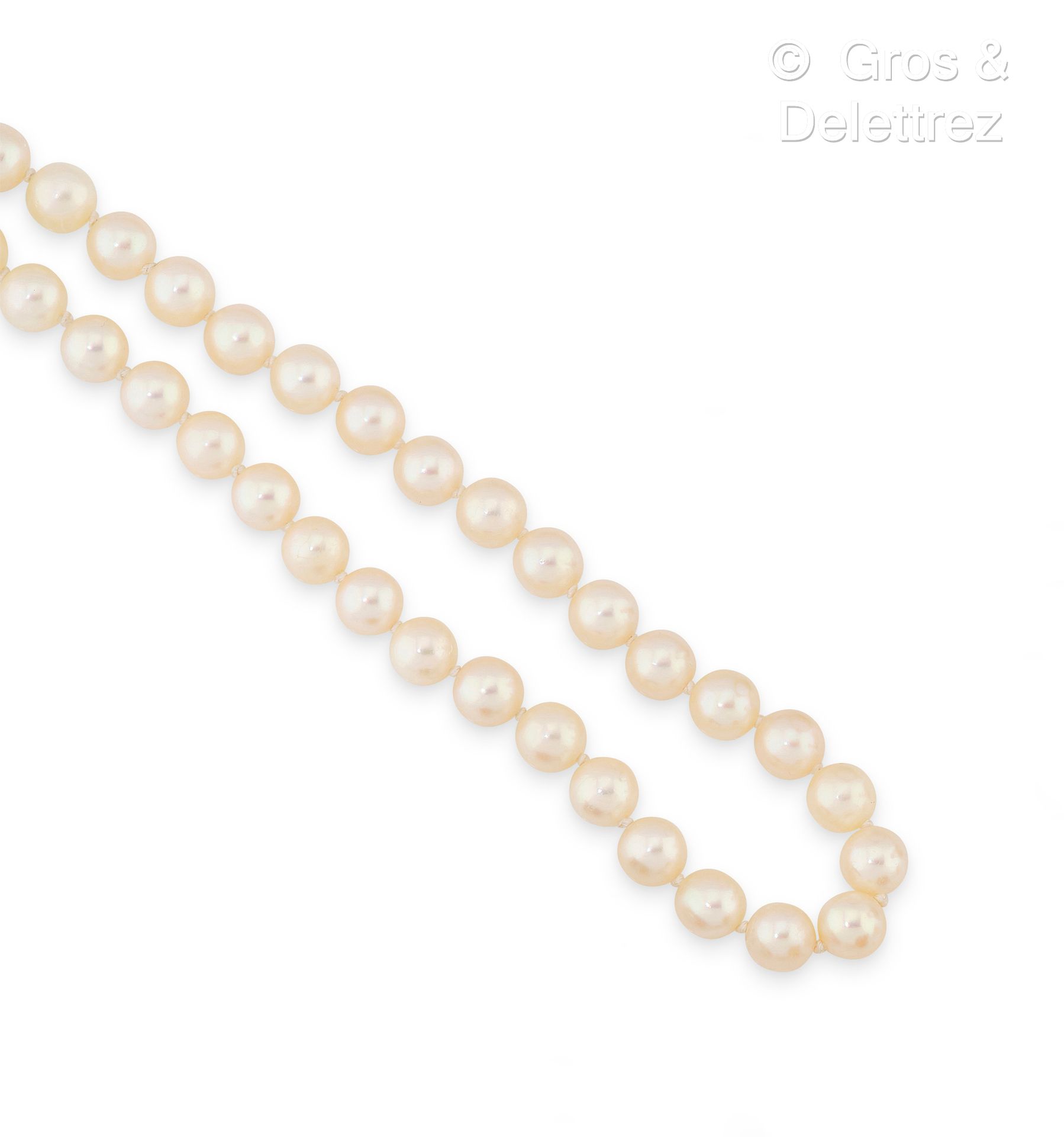 Null Collier d’un rang de perles de culture blanches en légère chute, fermoir et&hellip;
