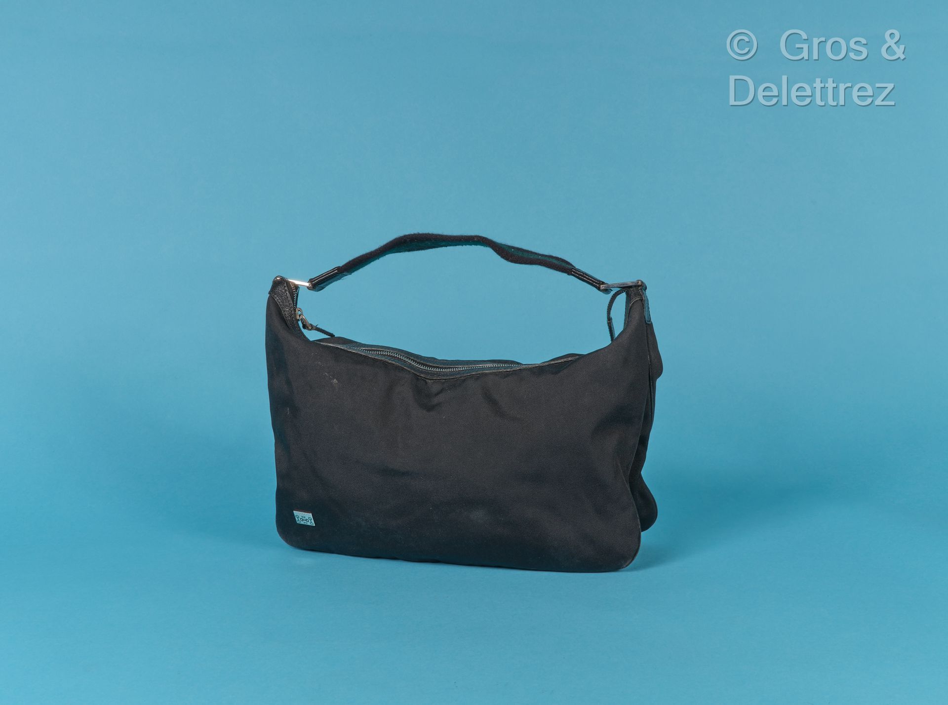 Shoulder bag 26cm black canvas, shoulder strap black web…