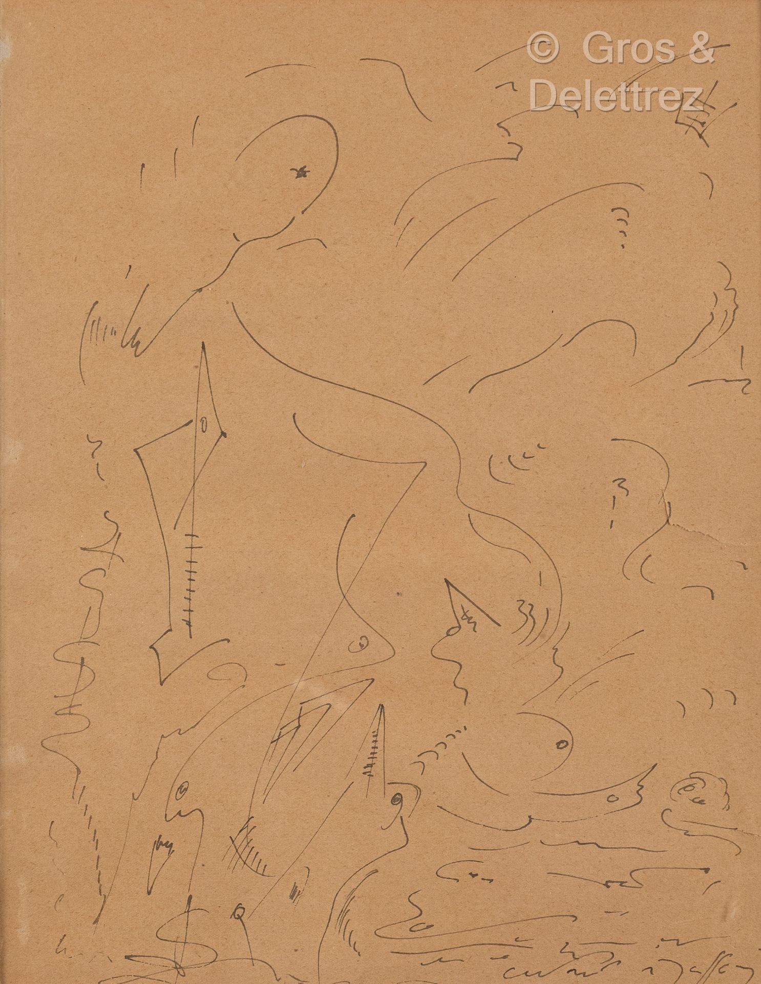 André MASSON [FRANCE] (1896-1987) 有鸟的构图
钢笔和墨水在纸上。
右下方有签名。
30 x 23.5 cm (正在观看)。
(&hellip;