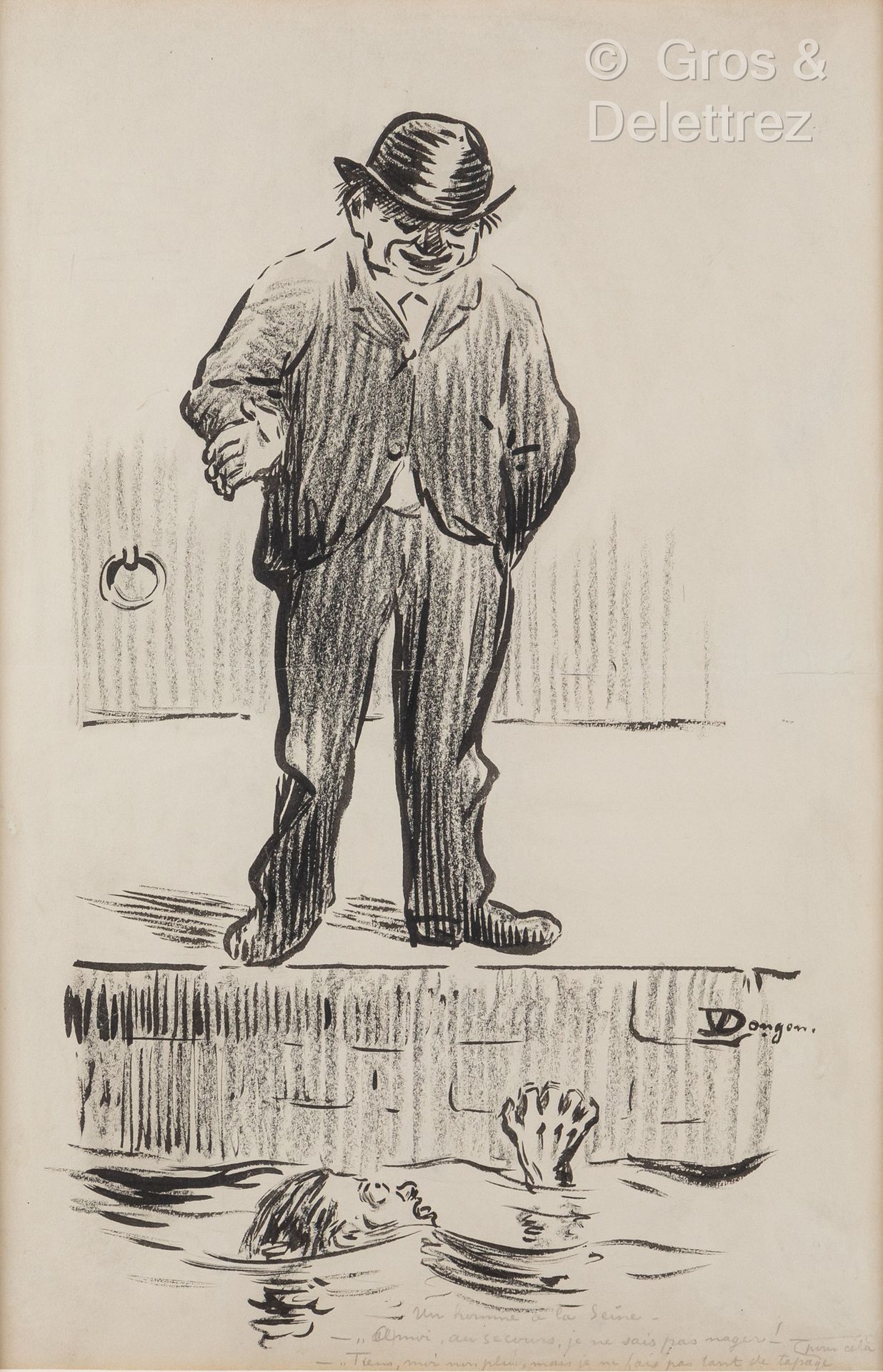 Kees VAN DONGEN [PAYS BAS- FRANCE] (1877-1968) Un homme à la Seine
Pinceau, encr&hellip;