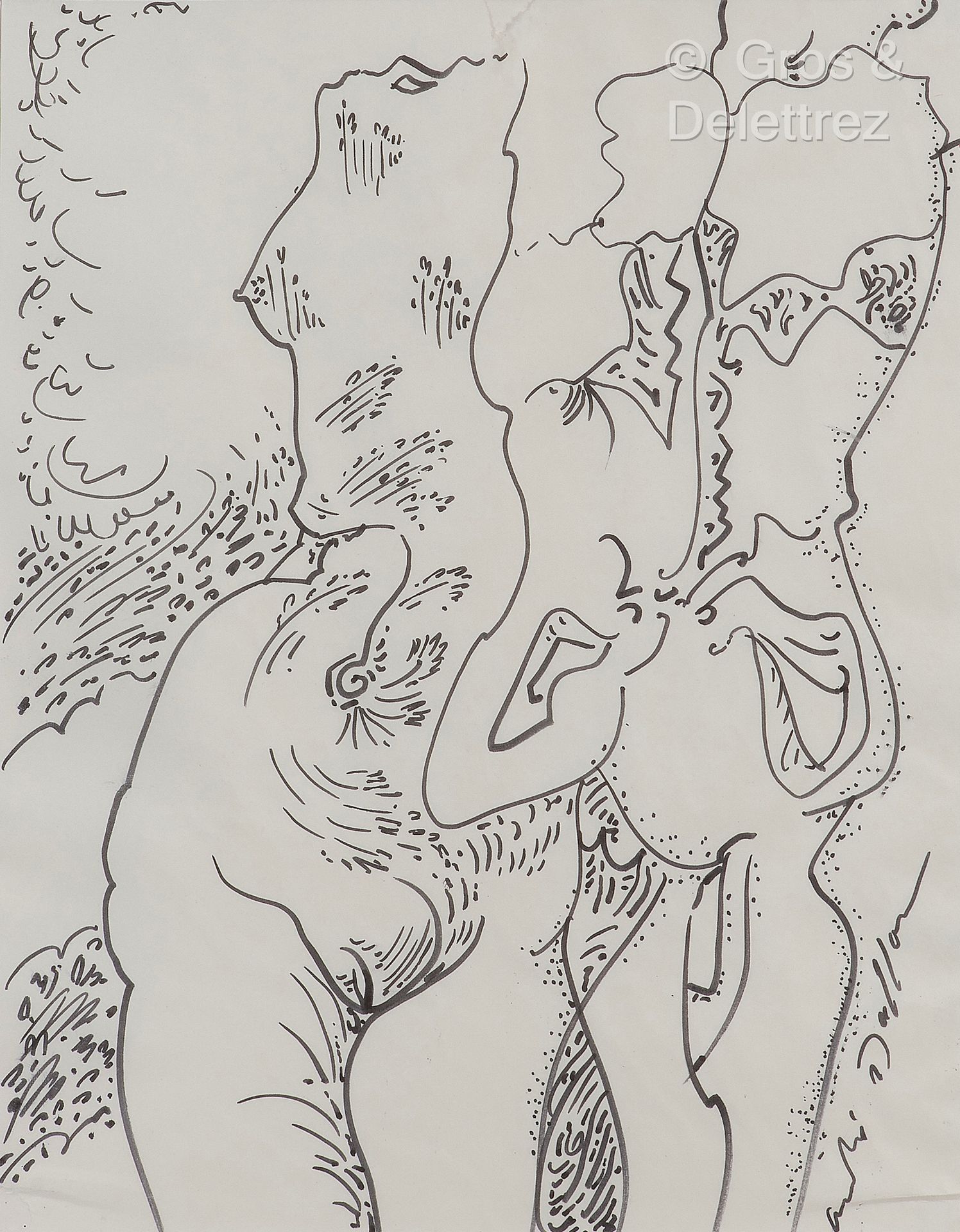 André MASSON [FRANCE] (1896-1987) Erotische Szene
Tinte auf Papier.
Signiert in &hellip;