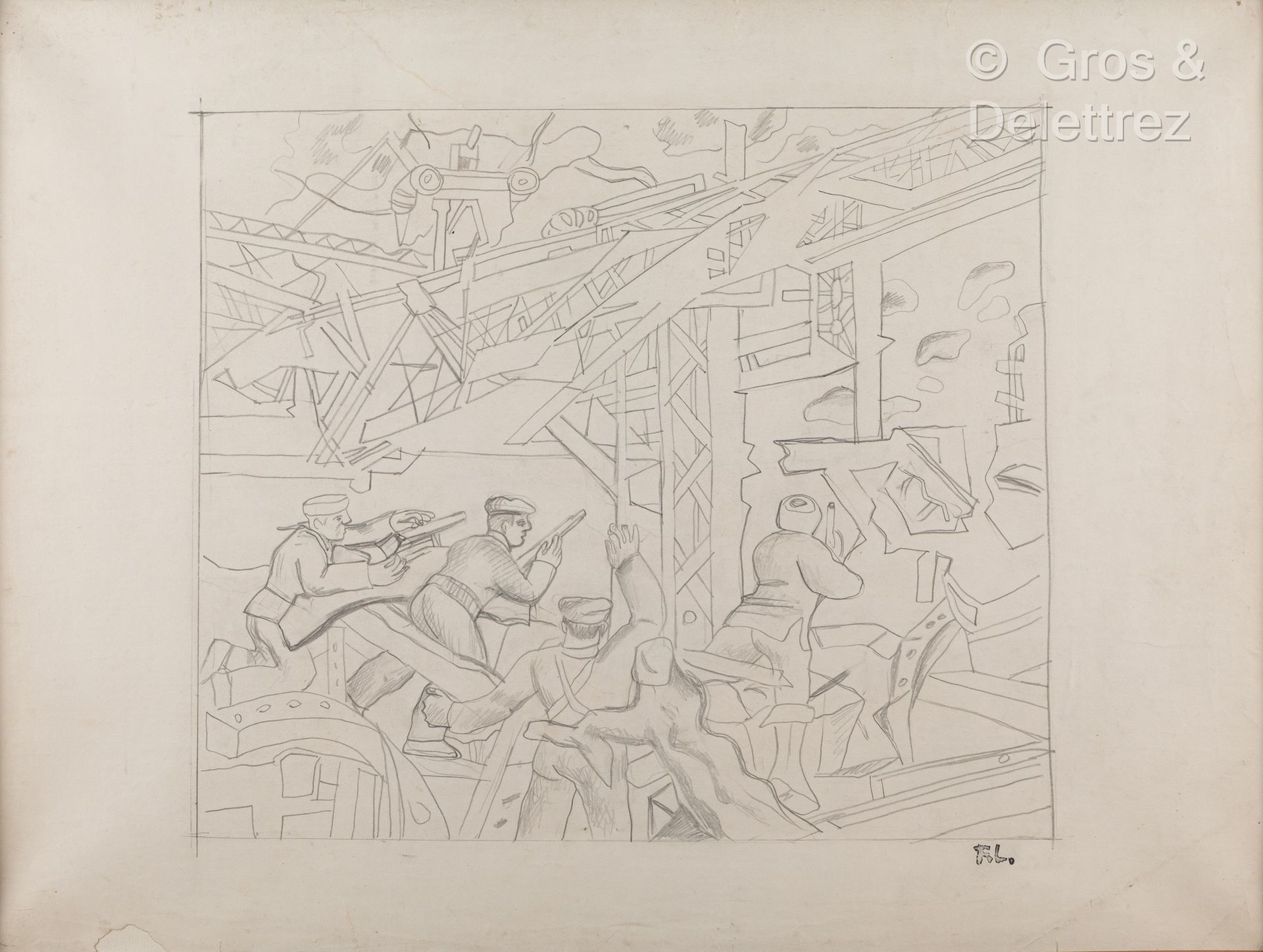 Fernand LEGER [FRANCE] (1881-1955) Study for Stalingrad, 1955
Pencil on paper mo&hellip;