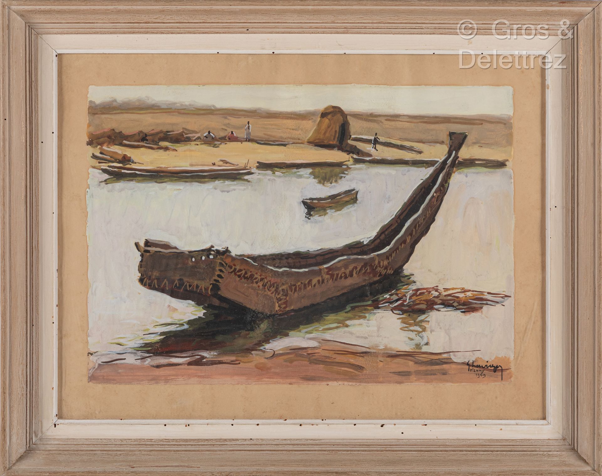 Gustave HERVIGO (1896-1993). Barque sur le Chari près de Fort Lamy, 1959.
Gouach&hellip;