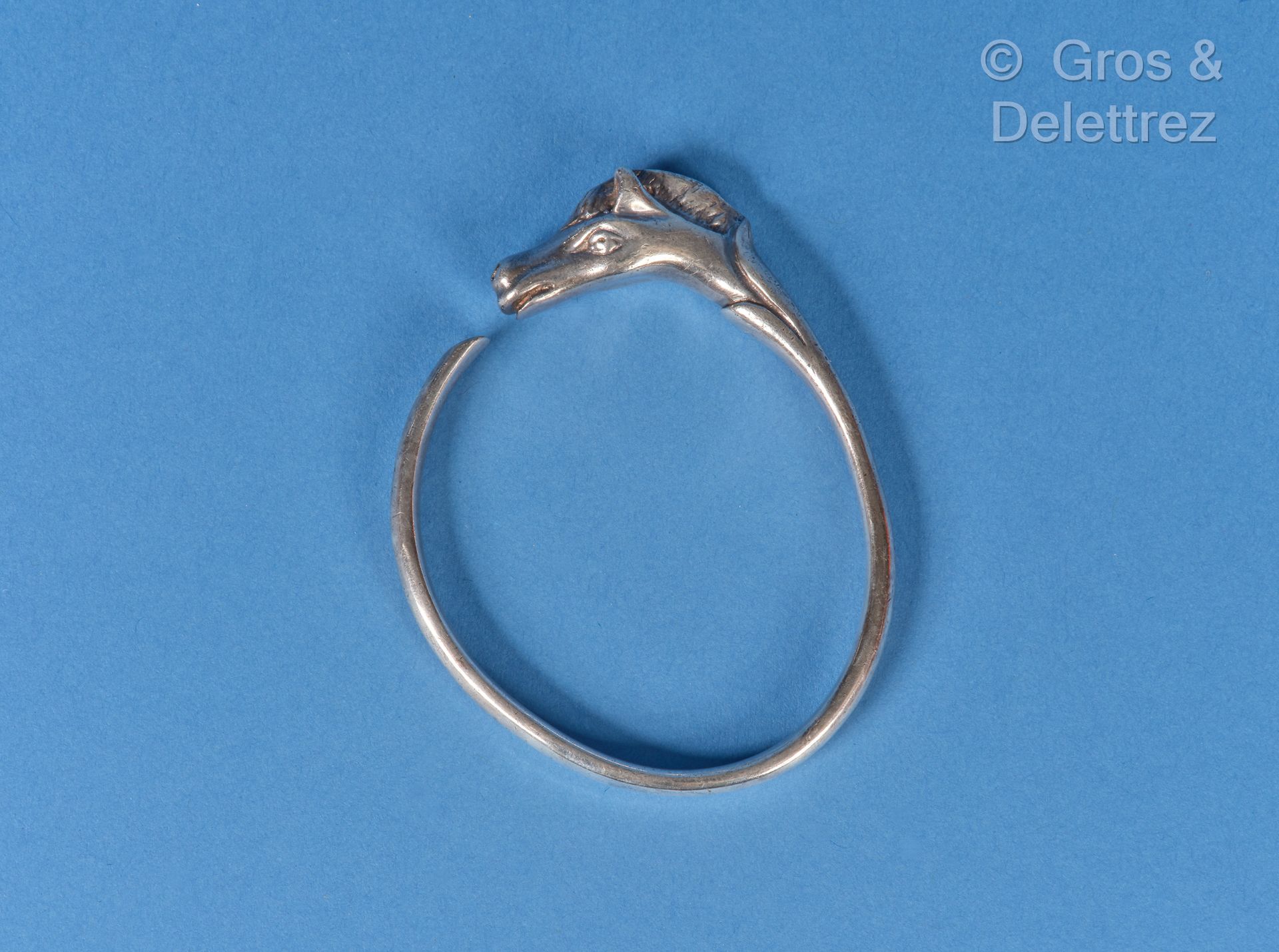 Null HERMES Paris made in France by Ravinet Denfert - "Galop" bracelet in silver&hellip;