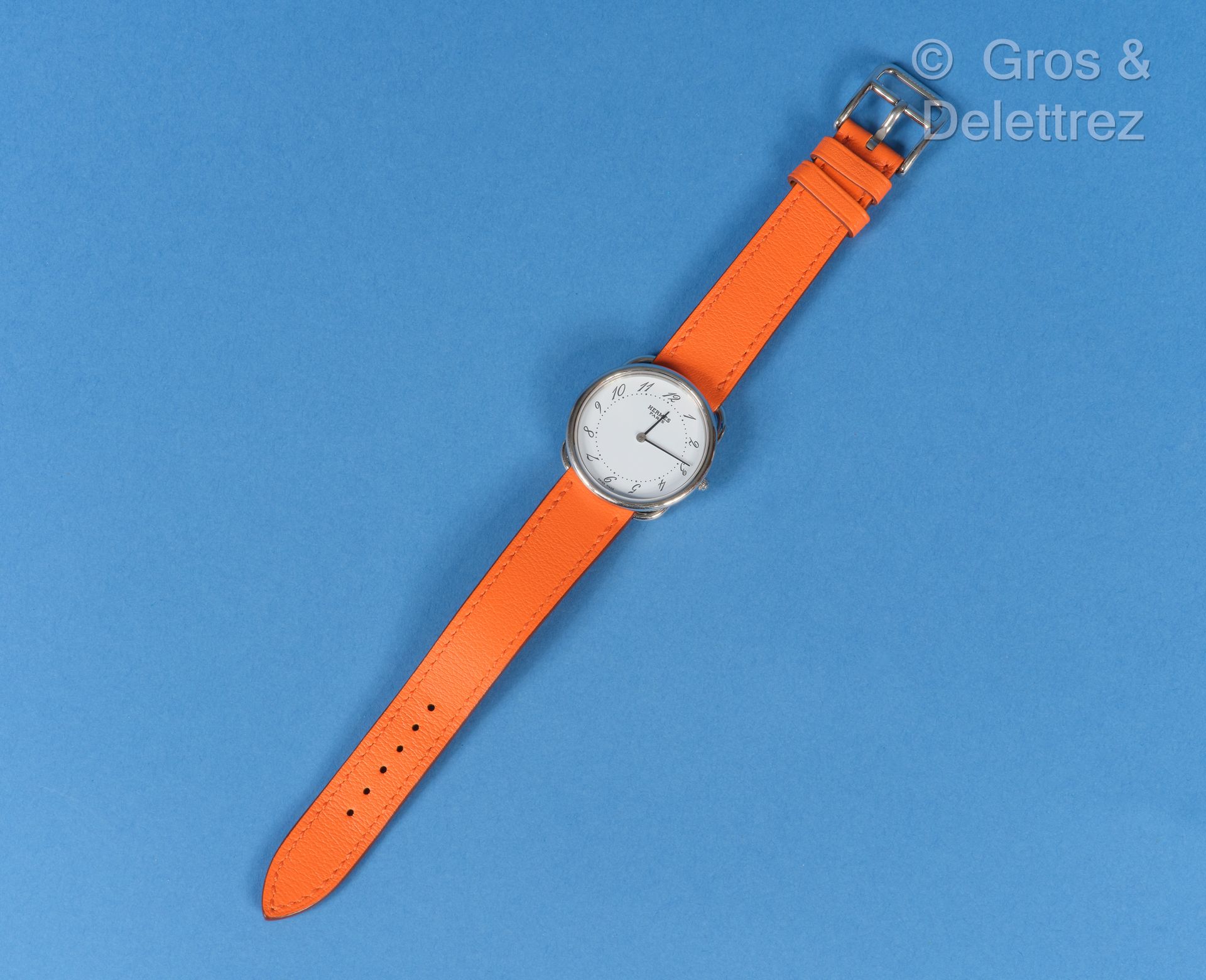 Null HERMES Paris Swiss made n°AR4.510/1692886 - "Arceau" watch in steel, 30mm w&hellip;