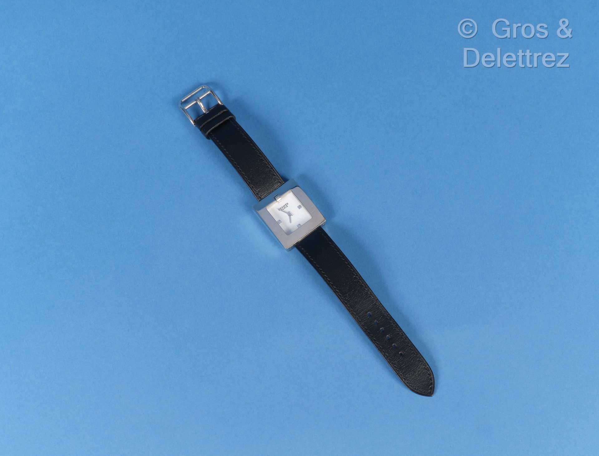 Null HERMES Paris Swiss made n°BE1.210/1373765 - "Belt" watch in silver-plated p&hellip;