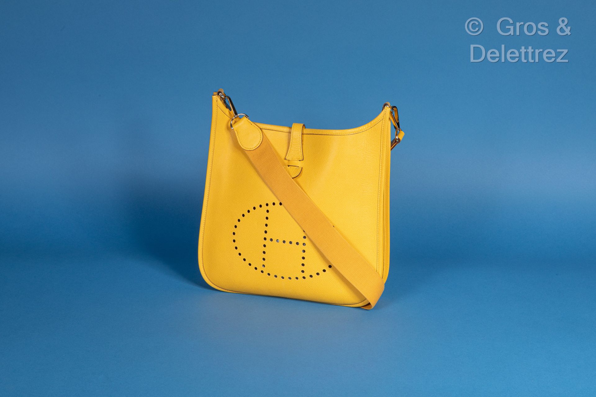 Null HERMES Paris made in France year 2006 "Evelyne" 28cm bag in gold-yellow Cou&hellip;