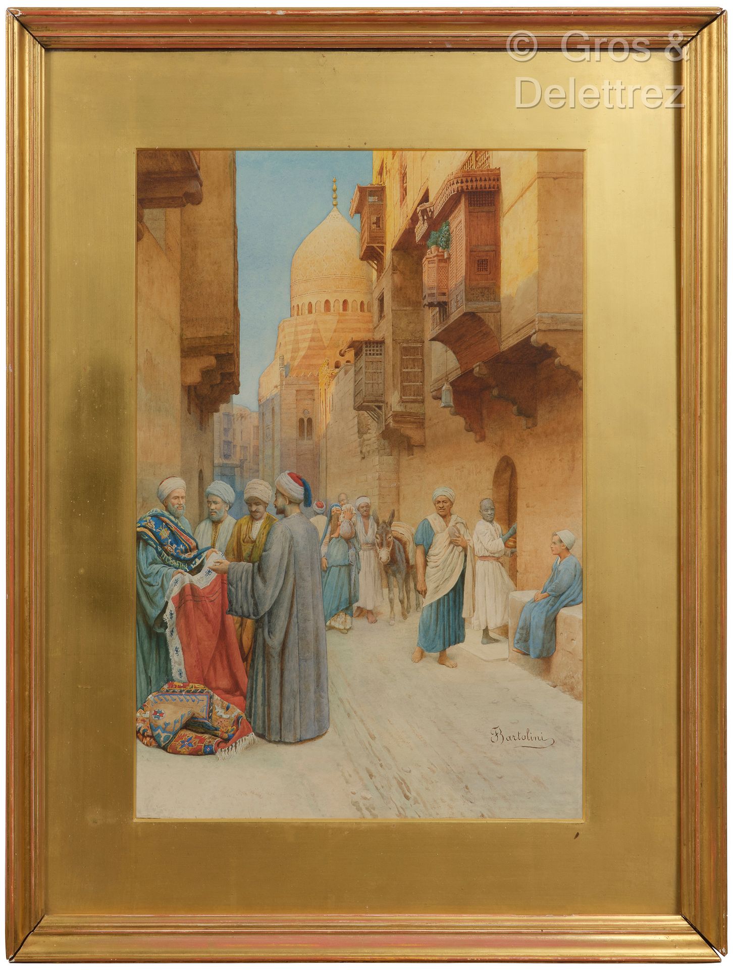 Null Filippo BARTOLINI (1861-1908)
Marchands de tapis dans un rue au Caire
Aquar&hellip;