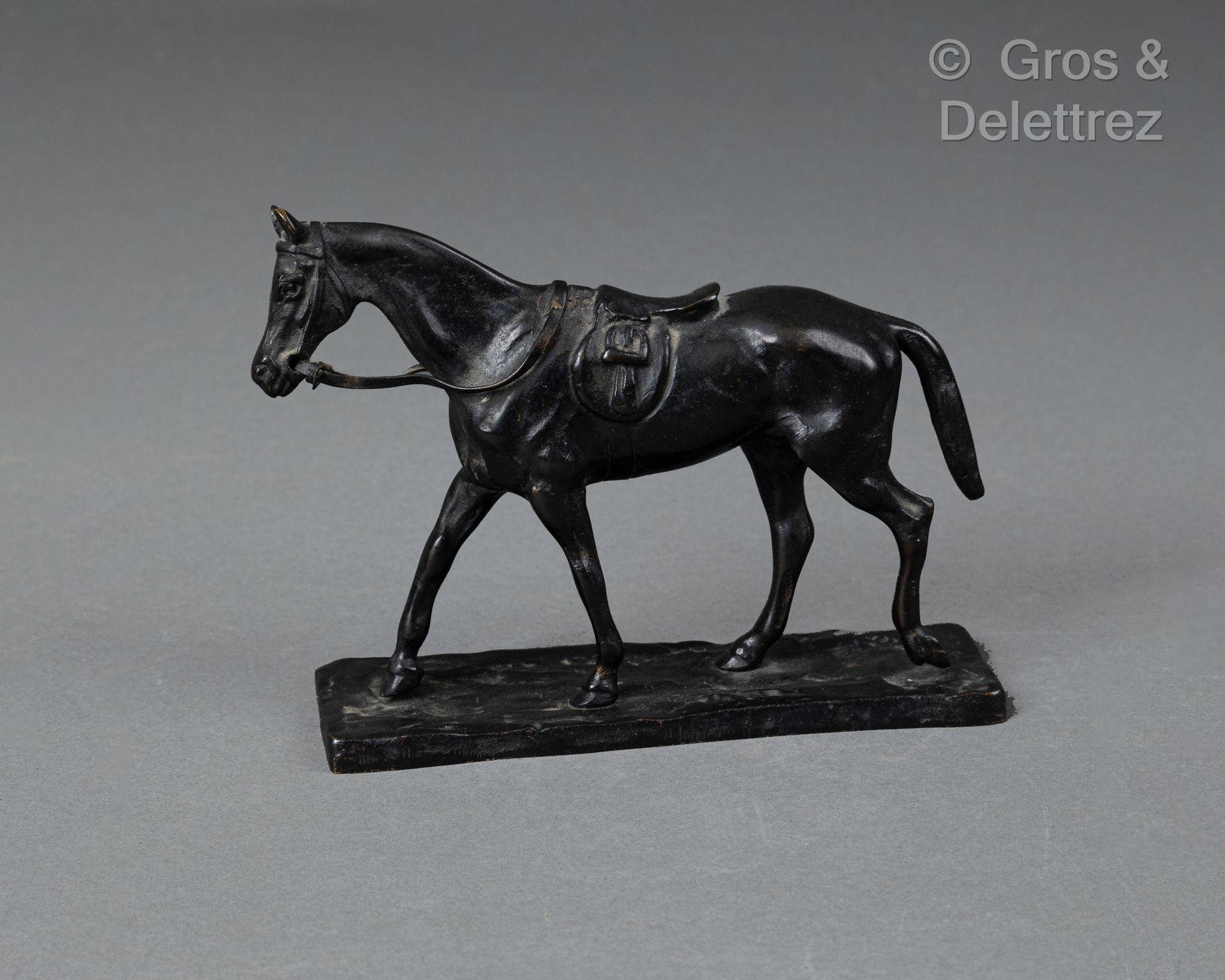 Null after Gaston d'ILLIERS
Saddled horse
Black-brown patinated bronze proof, si&hellip;