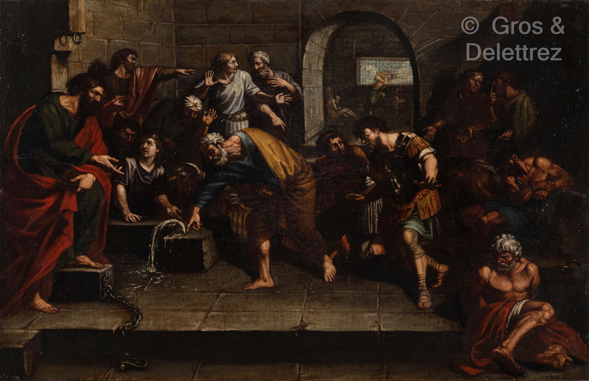 Null Roman school circa 1640
Saint Peter spouting a spring in the gaols
Oil on c&hellip;