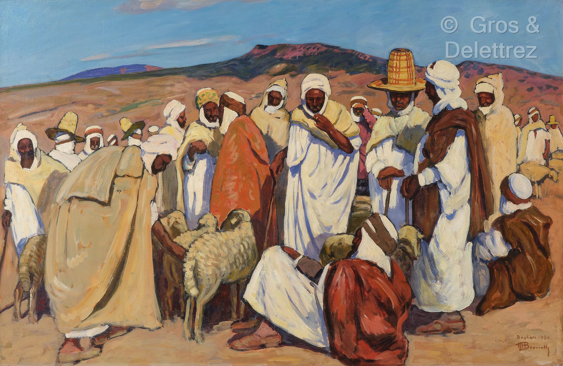 Null 莫里斯-布维奥莱(1893-1971)
博格瑞的羊群市场场景，1930年
布面油画。
右下方有签名、位置和日期。
64 x 100 cm

关于该艺术&hellip;