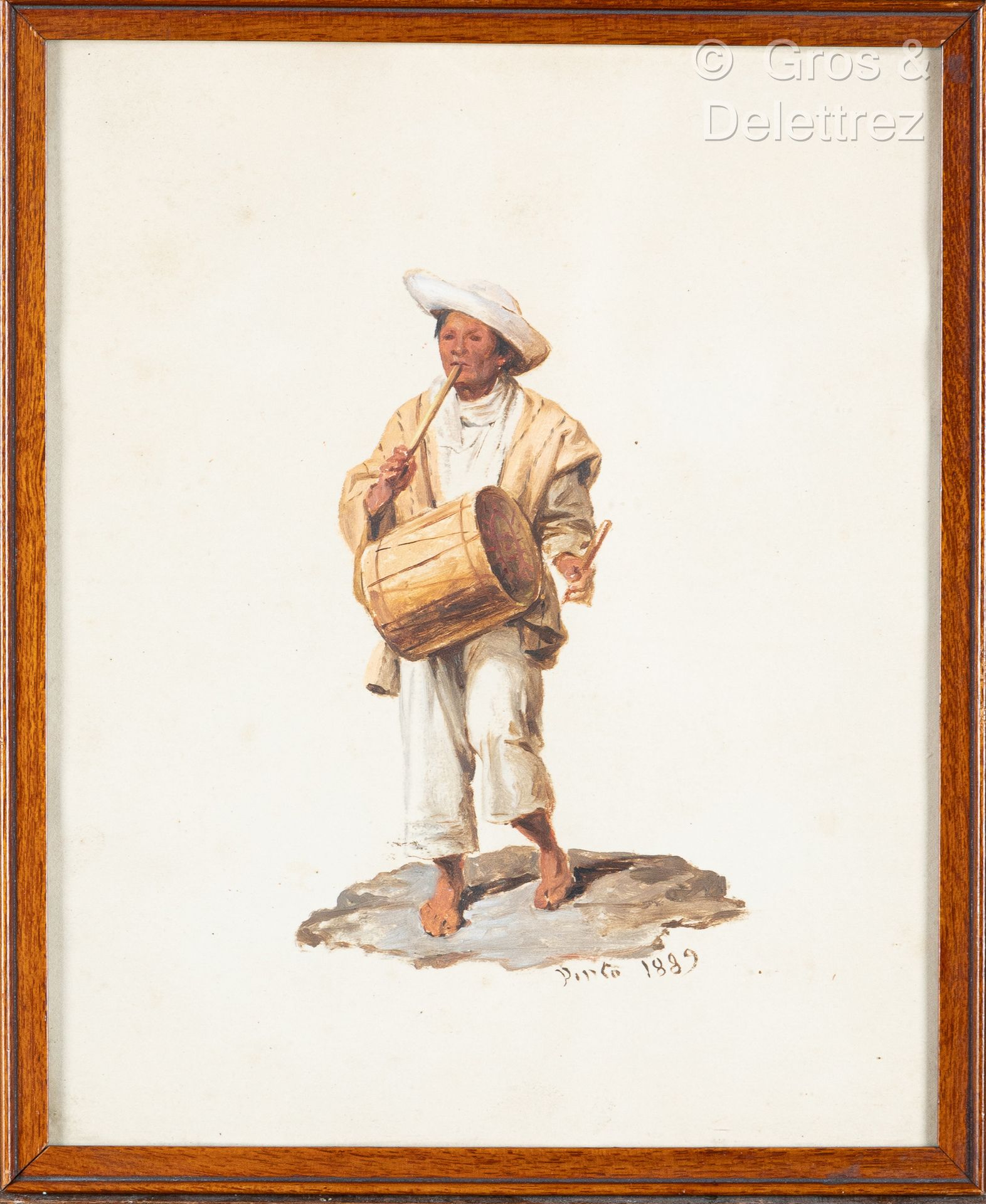 Null Joaquin PINTO (1842-1906)
Musicien, 1889
Gouache sur papier signée et datée&hellip;