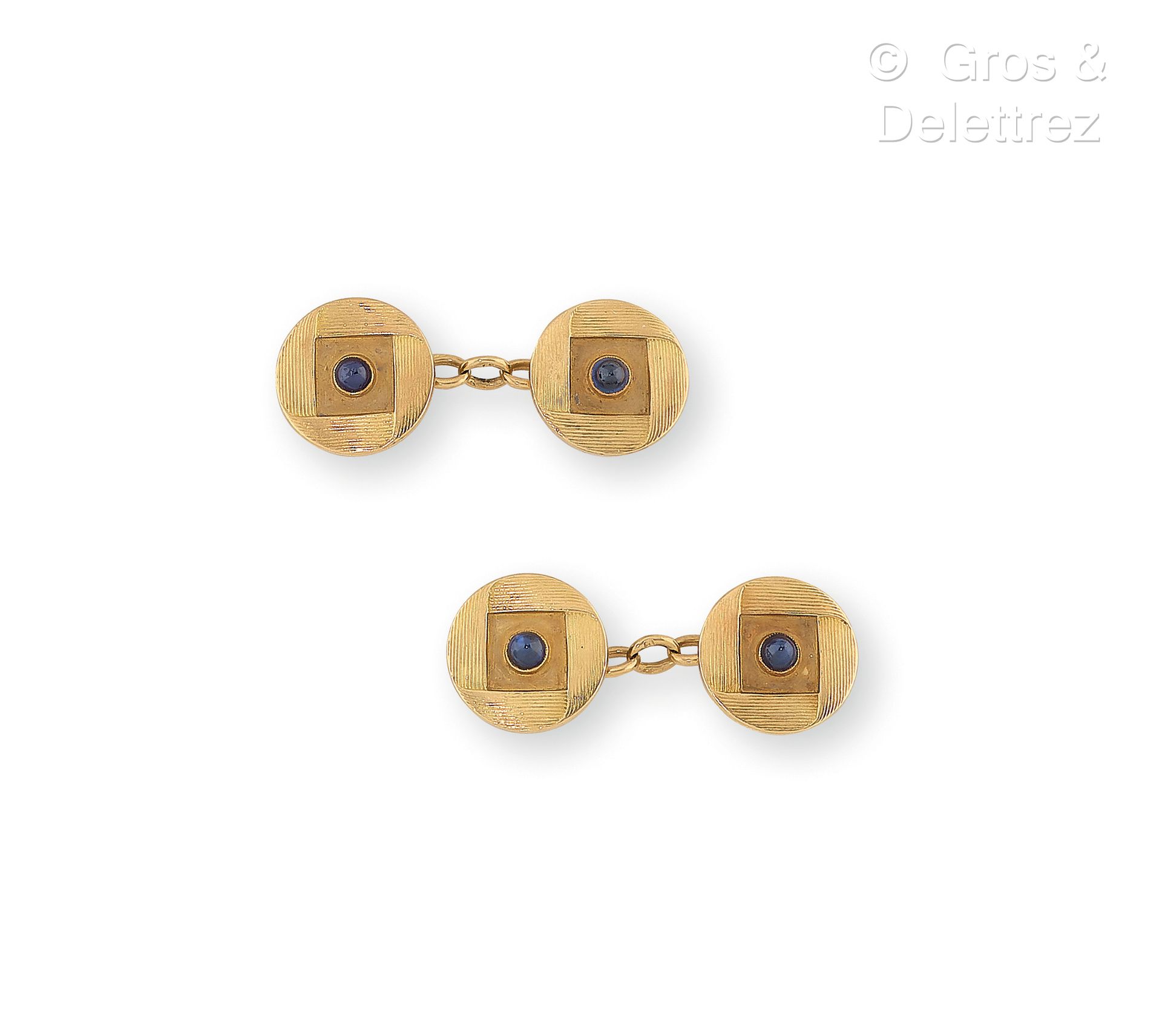 Null ¤ French work from 1910-1920 - Pair of 750 thousandths yellow gold cufflink&hellip;