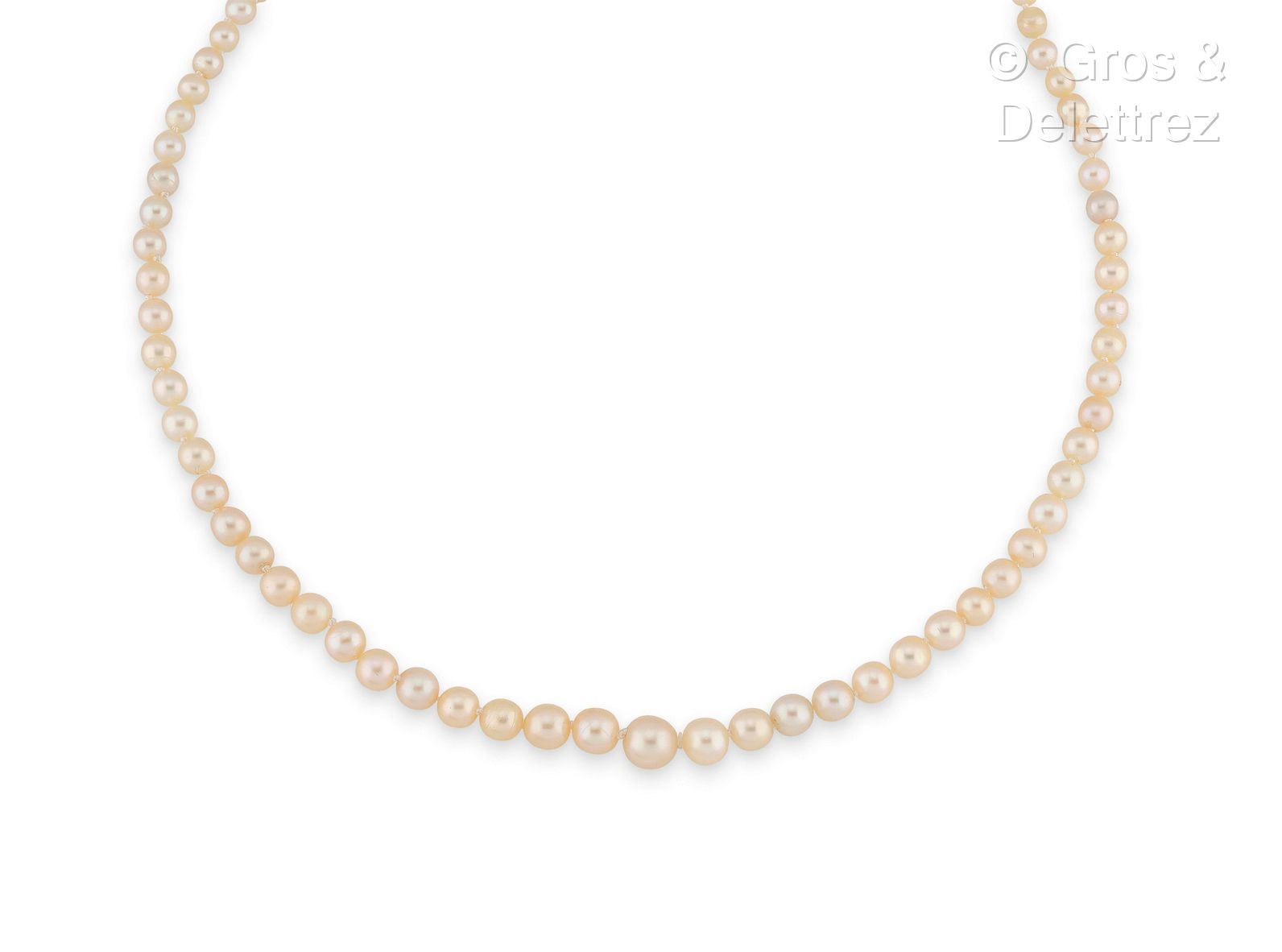 Null Collier aus einer Reihe von feinen Perlen (86) und weißen Zuchtperlen (2) i&hellip;