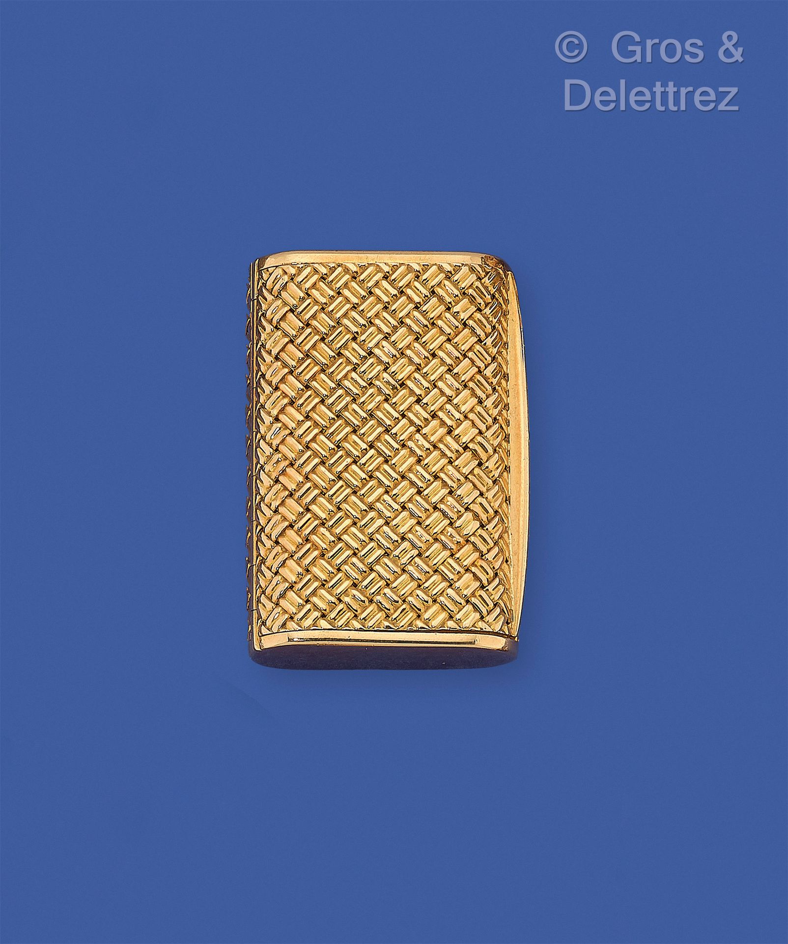 Null VAN CLEEF & ARPELS，约1955年--75万分之一黄金的药盒，有柳条状装饰。签名 "VAN CLEEF & ARPELS"，日期 "5&hellip;