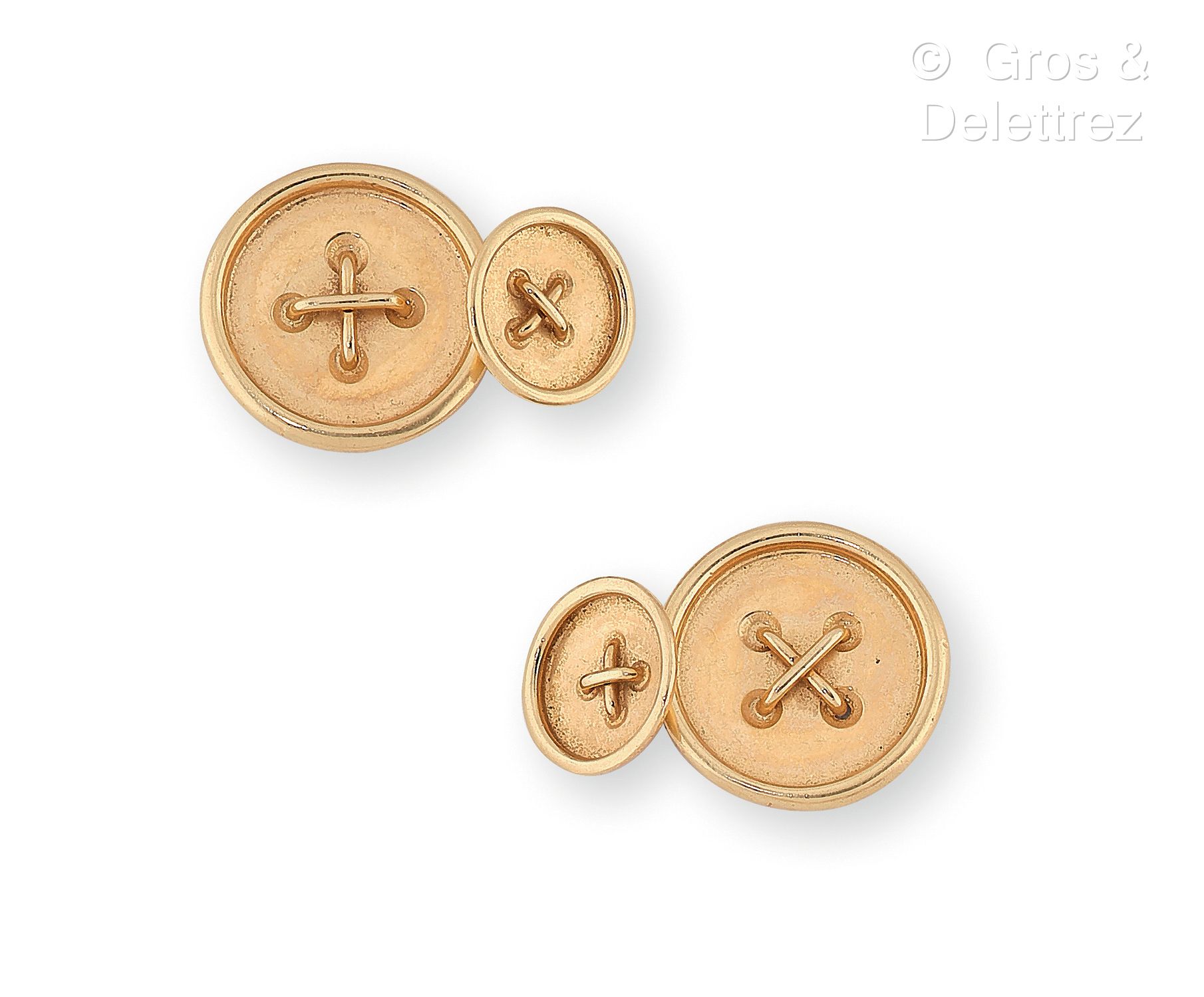 Null CARTIER, American Market - Pair of cufflinks in 585 thousandths yellow gold&hellip;