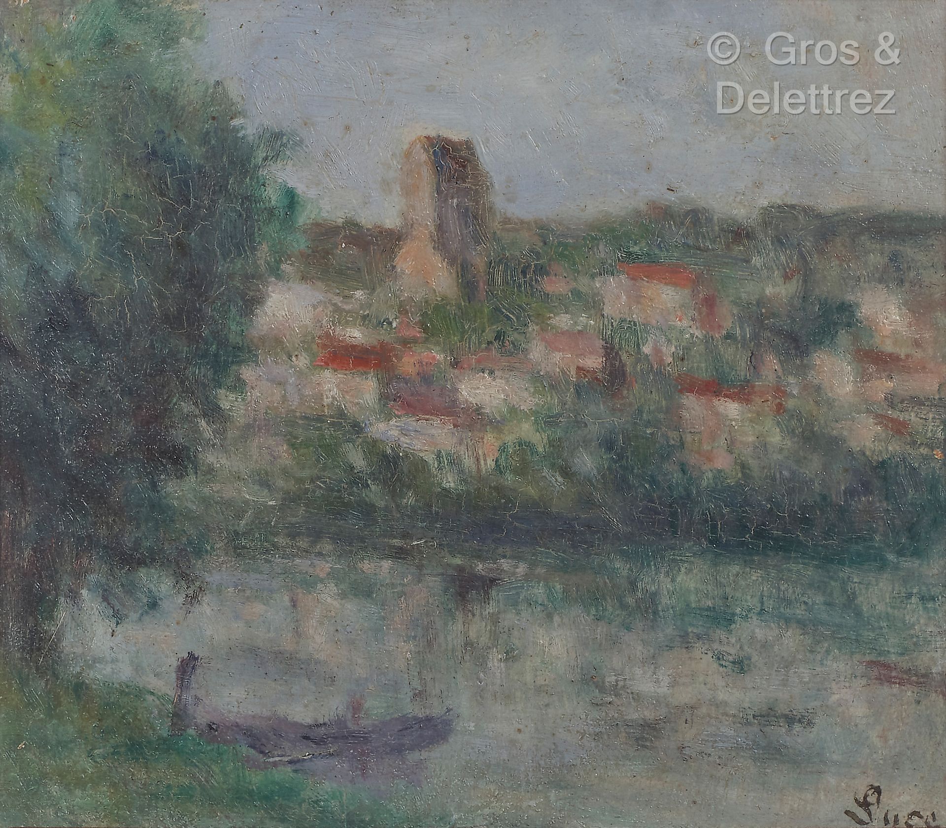 Null 马克西米利安-路斯 (1858 1941)
奥维尔-苏-瓦兹
板面油画。
右下方有签名 "Luce"。
背面有 "献给Louise Guérineau&hellip;