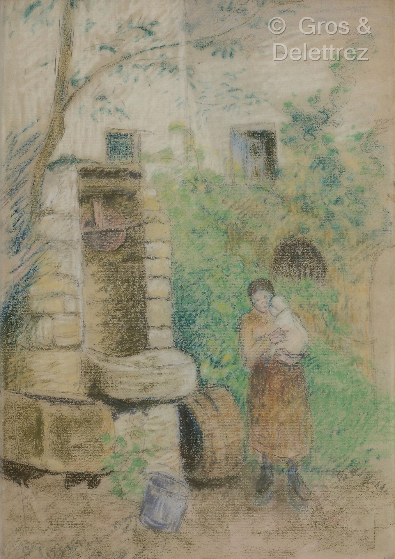 Null Camille PISSARRO (1830 1903)
Femme et enfant près d’un puits
Pastel sur pap&hellip;
