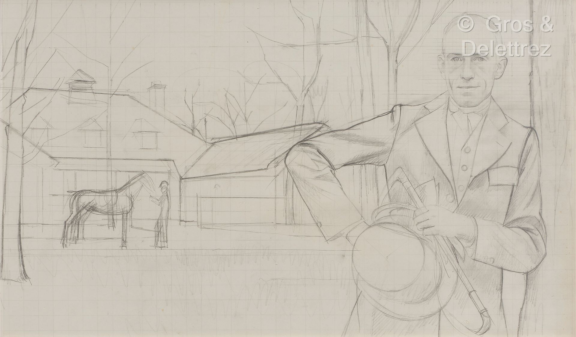 Null Bernard BOUTET DE MONVEL (1881 1949)
Portrait d'homme en cavalier
Crayon su&hellip;