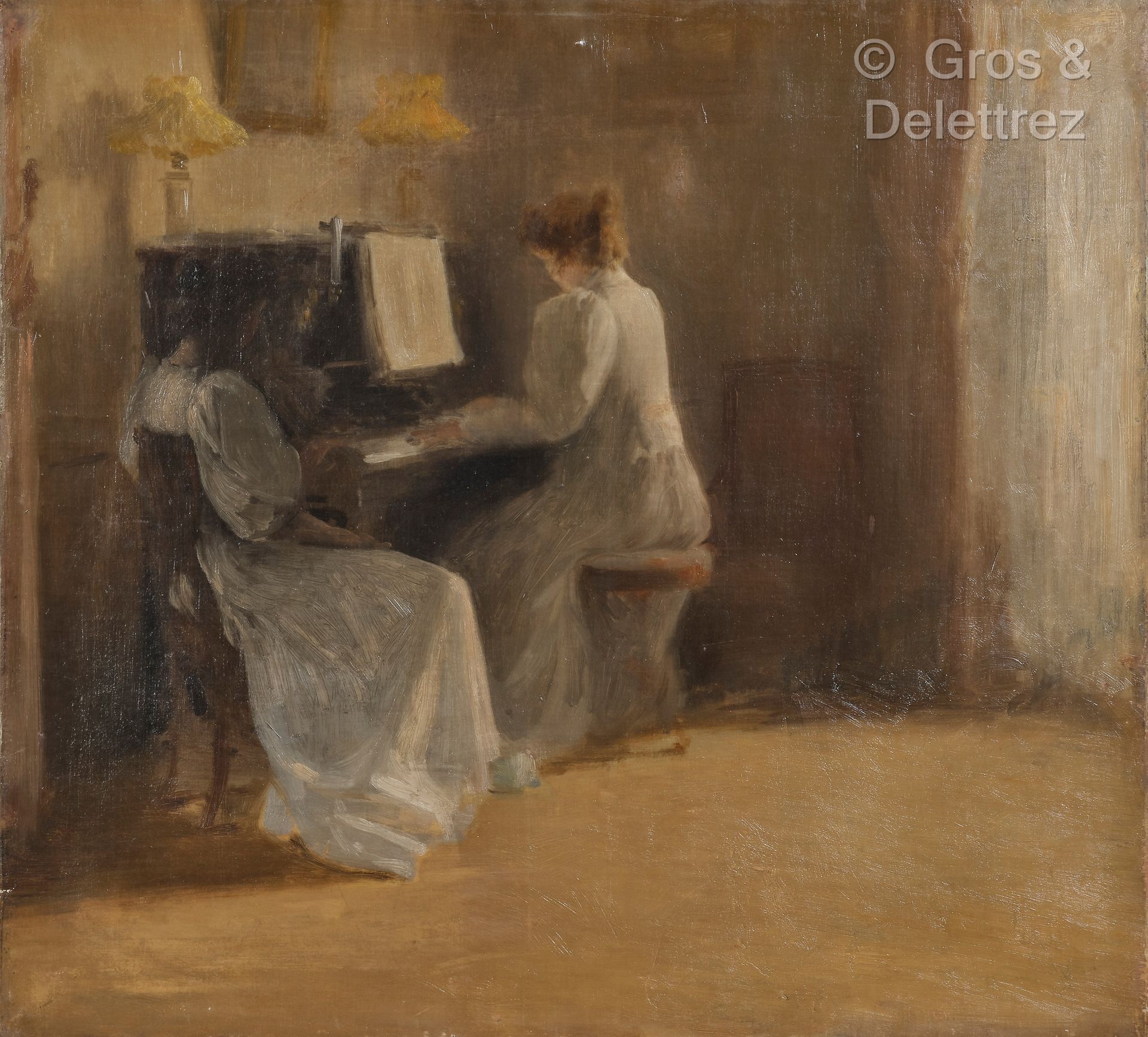 Null 亨利-勒罗尔(1848-1929)
克里斯蒂娜和伊冯娜-勒罗尔在钢琴旁
布面油画
50 x 56 cm

出处
来自Adrien Mithouard的&hellip;
