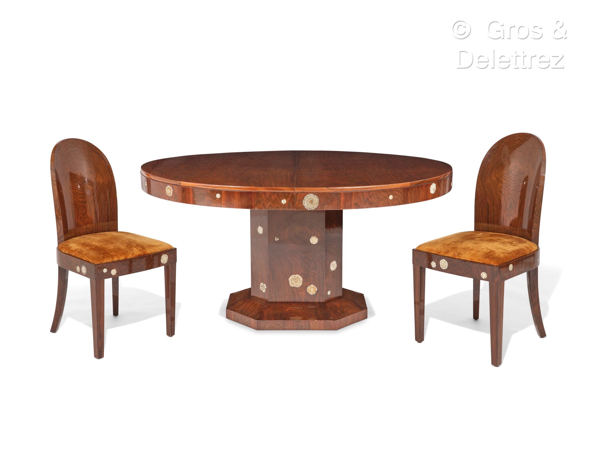 Null Clément MERE (1861-1940)
Exceptional dining room set, in Rio rosewood venee&hellip;