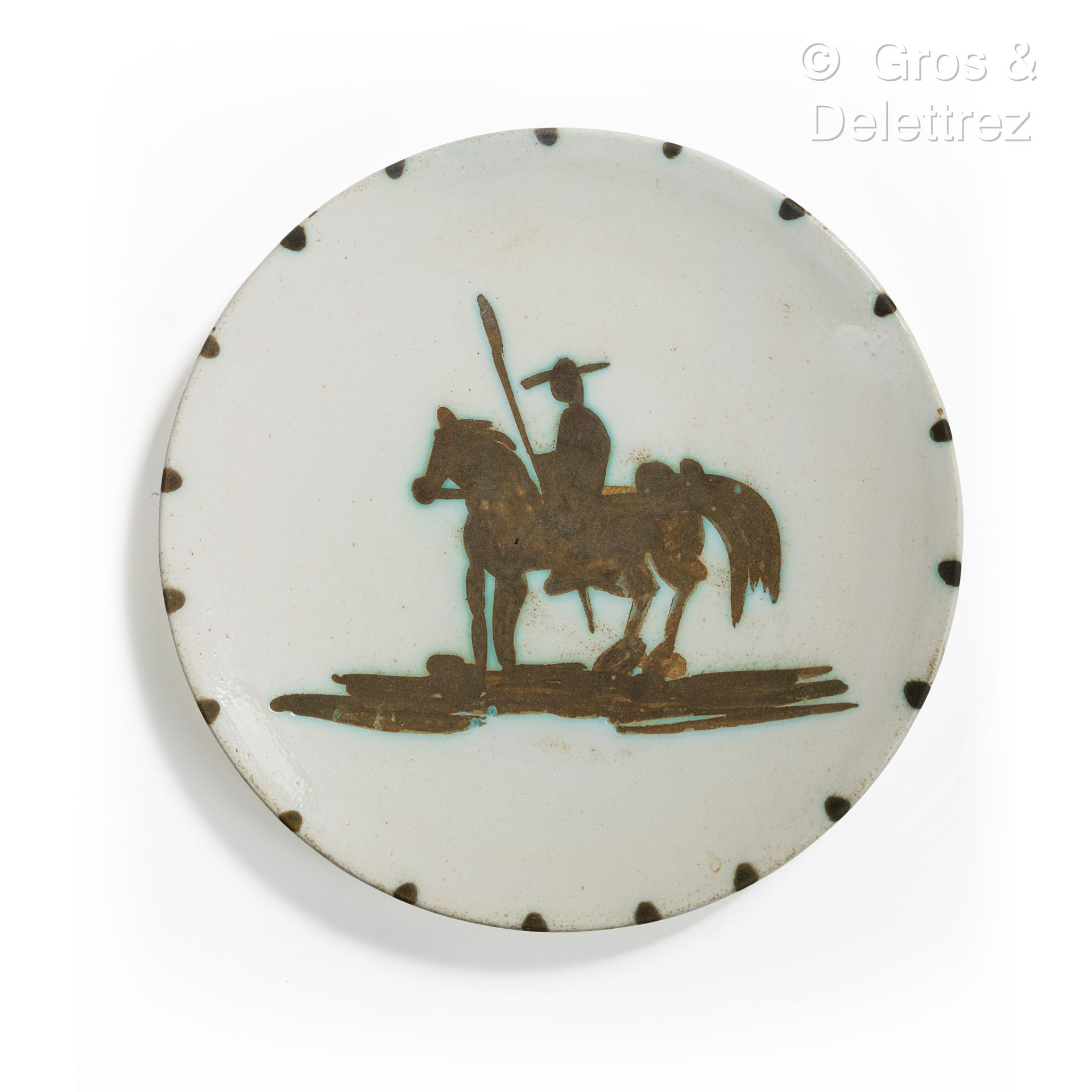 Null Pablo PICASSO (1881-1971)
Picador" plate in white earthenware, oxidized ker&hellip;