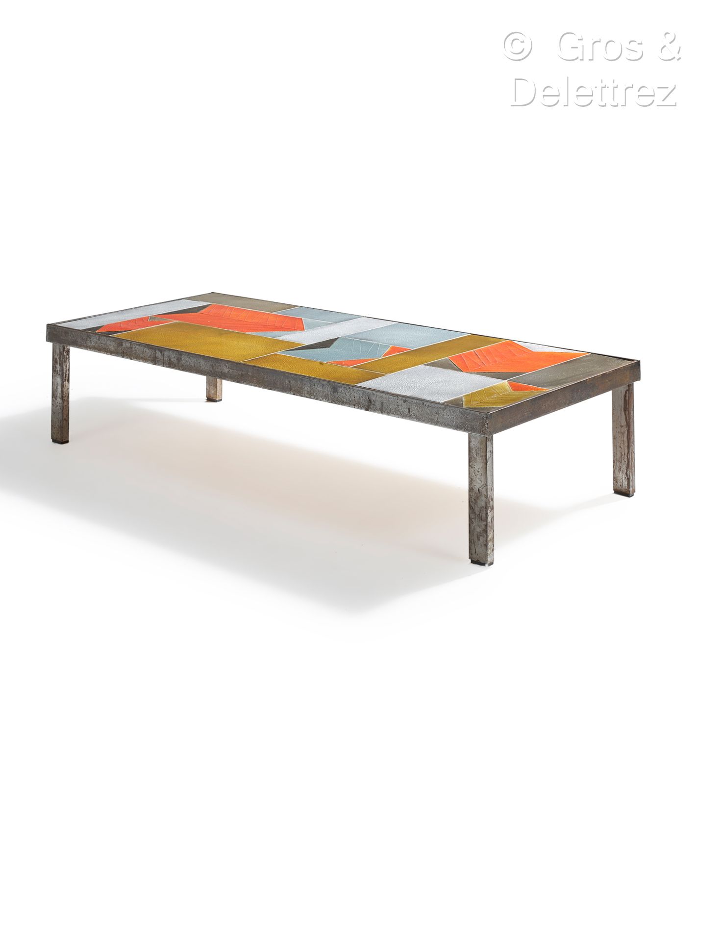 Null Roger CAPRON (1922-2006)
Table basse « Flèches », plateau rectangulaire en &hellip;