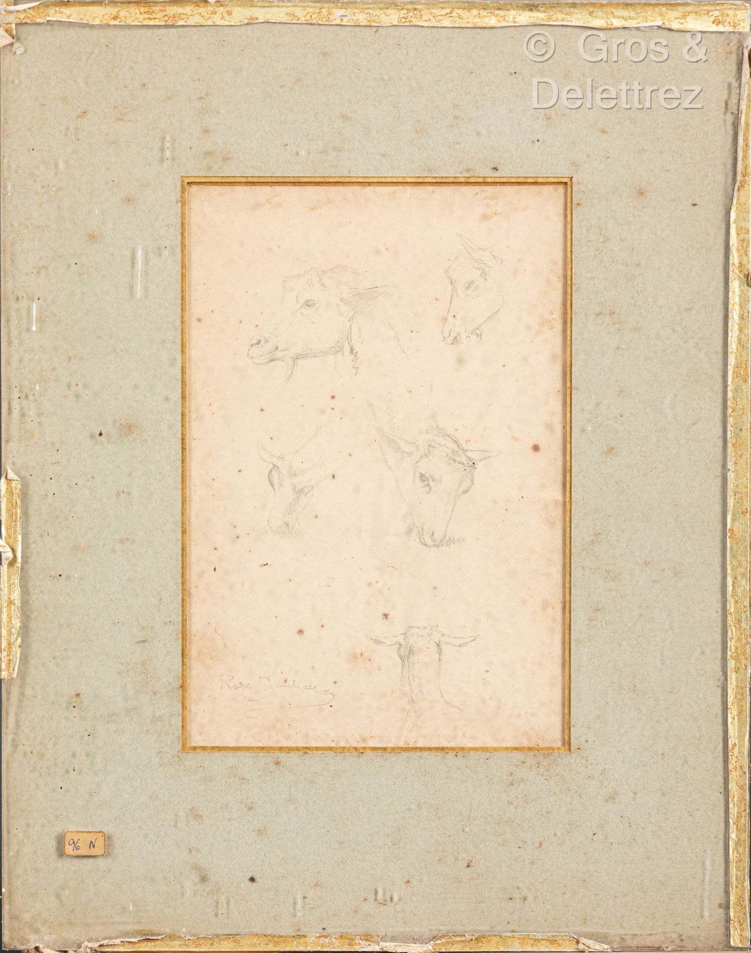 Null 罗莎-邦赫 (1822-1899)
小羊研究和绵羊研究
纸上两支铅笔，左下方有签名
21.5 x 15 厘米；展出时为 22 x 17 厘米。污迹
出&hellip;