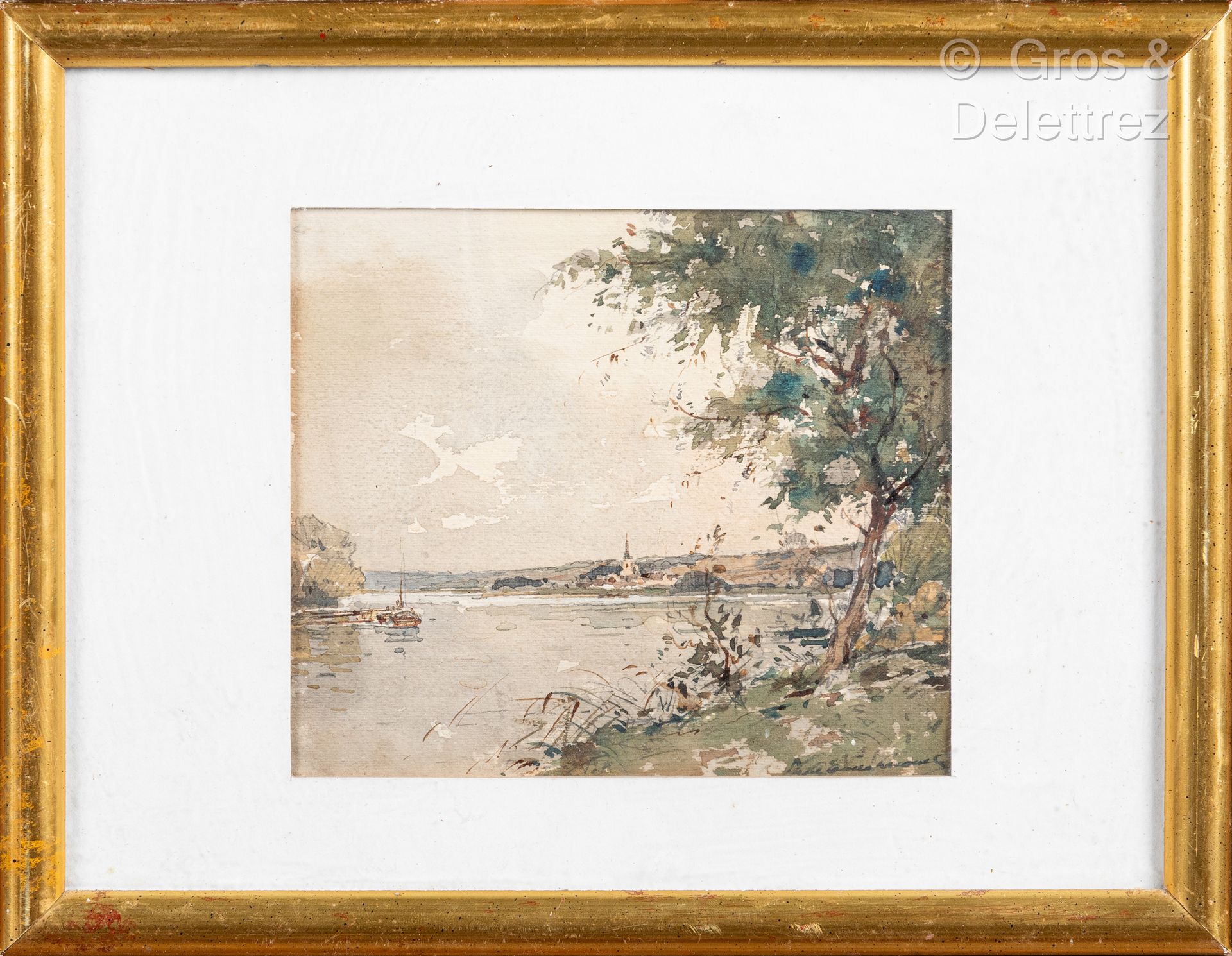 Null Paul LECOMTE (1842-1920)
Paysage de rivière
Aquarelle signée en bas à droit&hellip;
