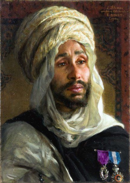 Étienne DINET (1861-1929) Portrait de Sliman Ben Ibrahim Huile sur toile, signée&hellip;