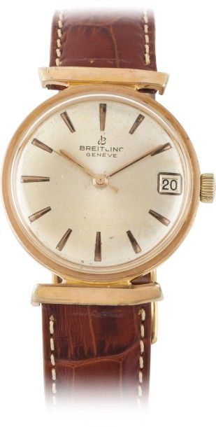 BREITLING N°2602 vers 1960
Montre bracelet en métal plaqué or
Boîtier rond.
Cadr&hellip;
